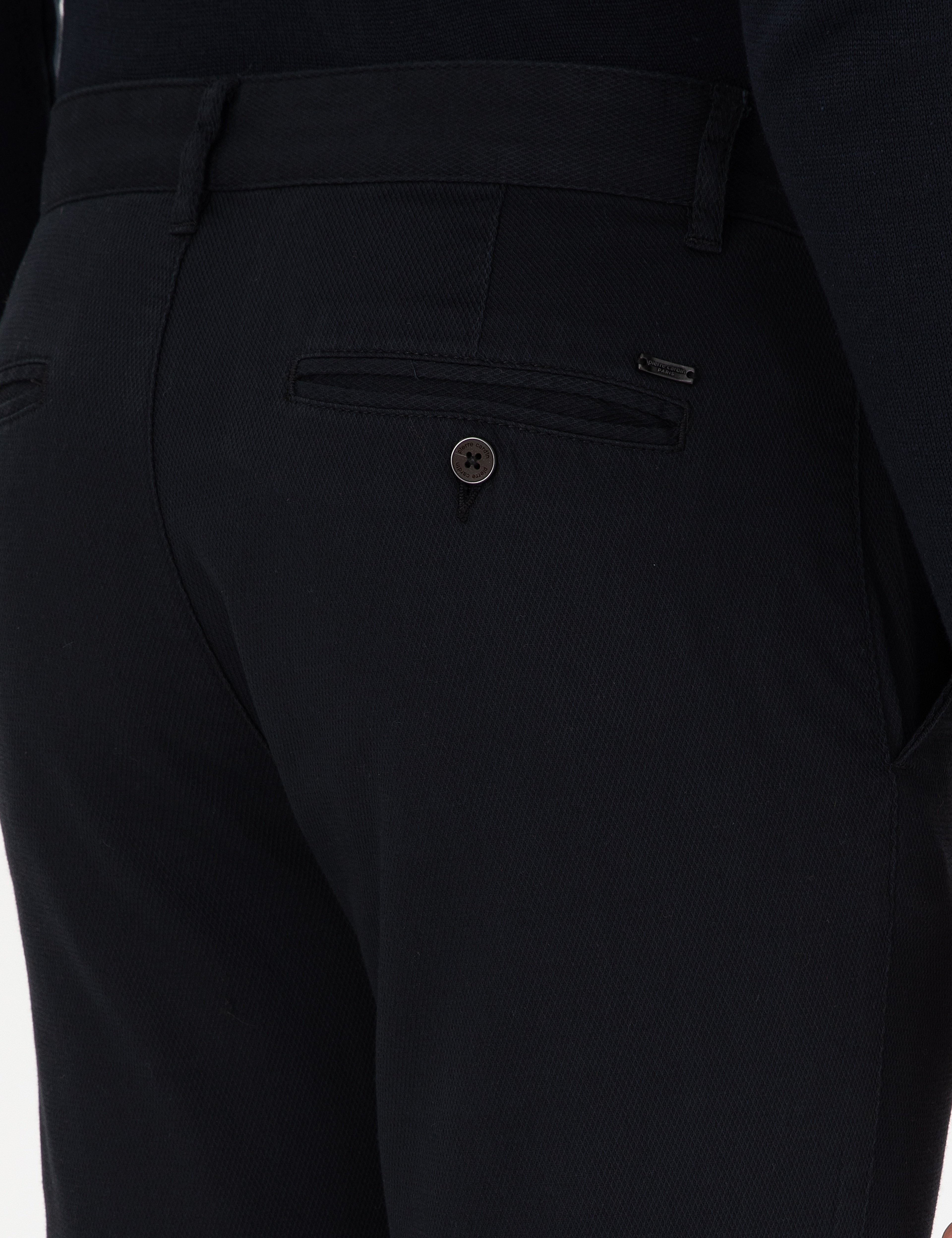 Siyah Slim Fit Kanvas Pantolon - Image 6