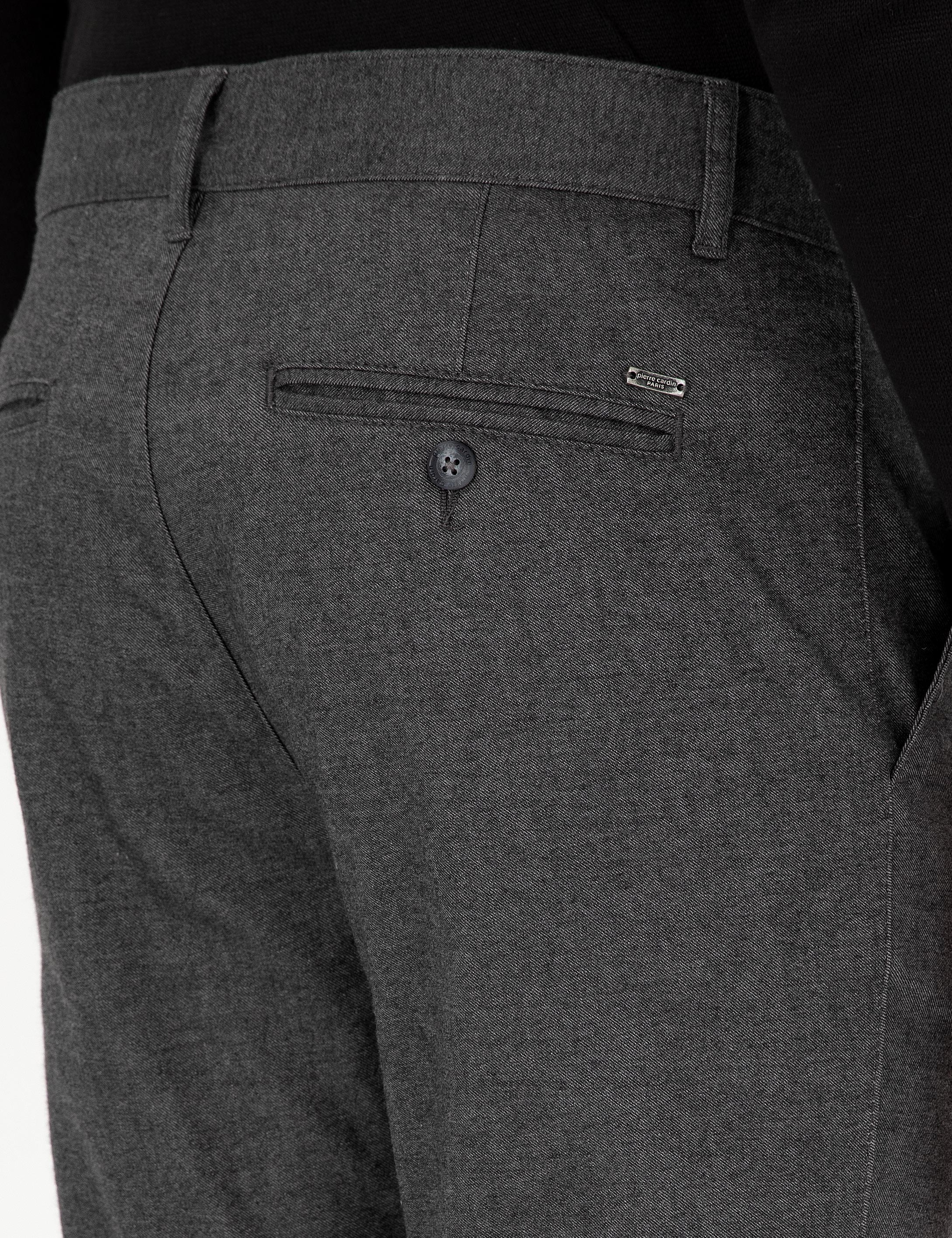 Gri Slim Fit Kanvas Pantolon - Image 6
