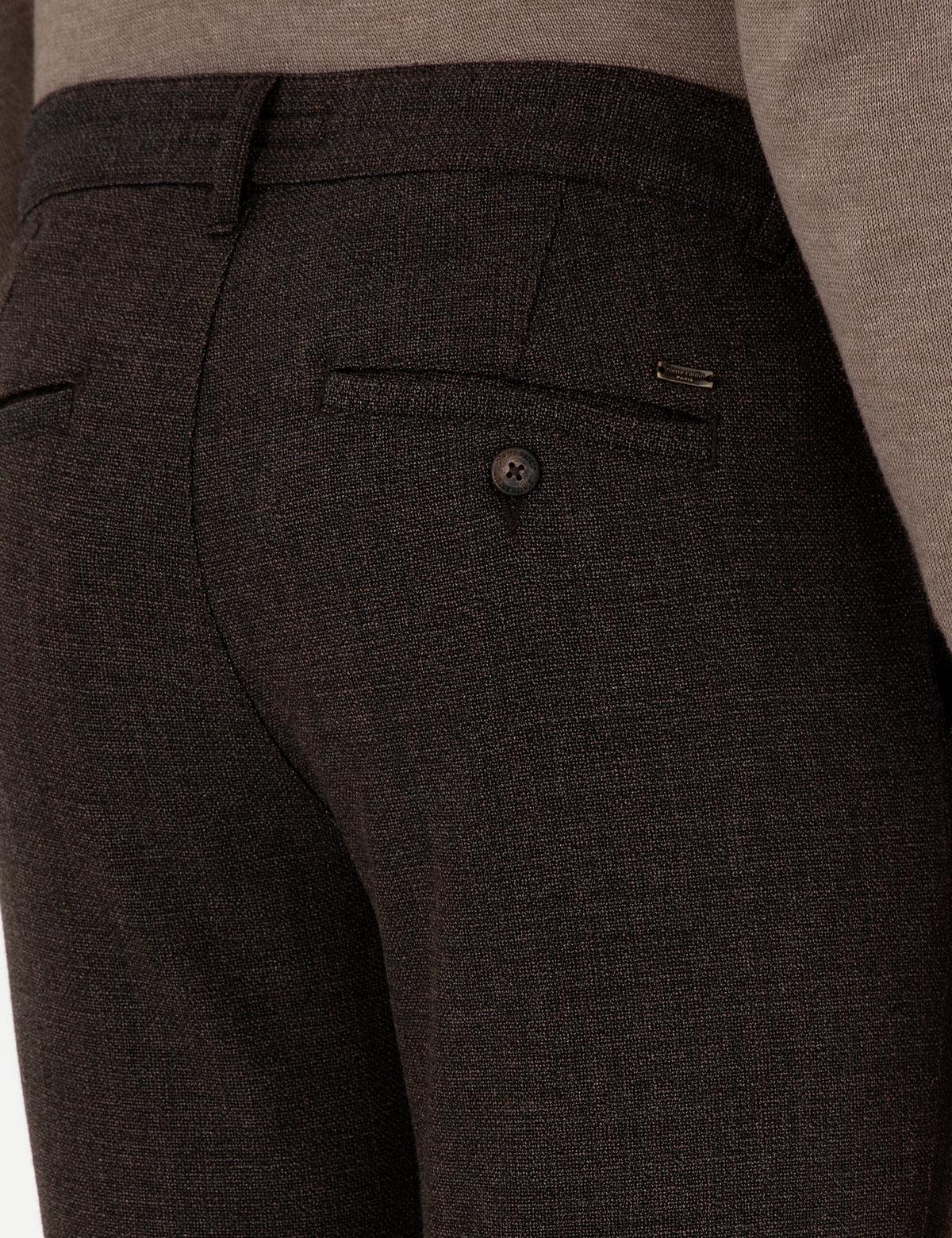 Kahverengi Slim Fit Beli Lastikli Bağcıklı Kanvas Pantolon - 50292190059