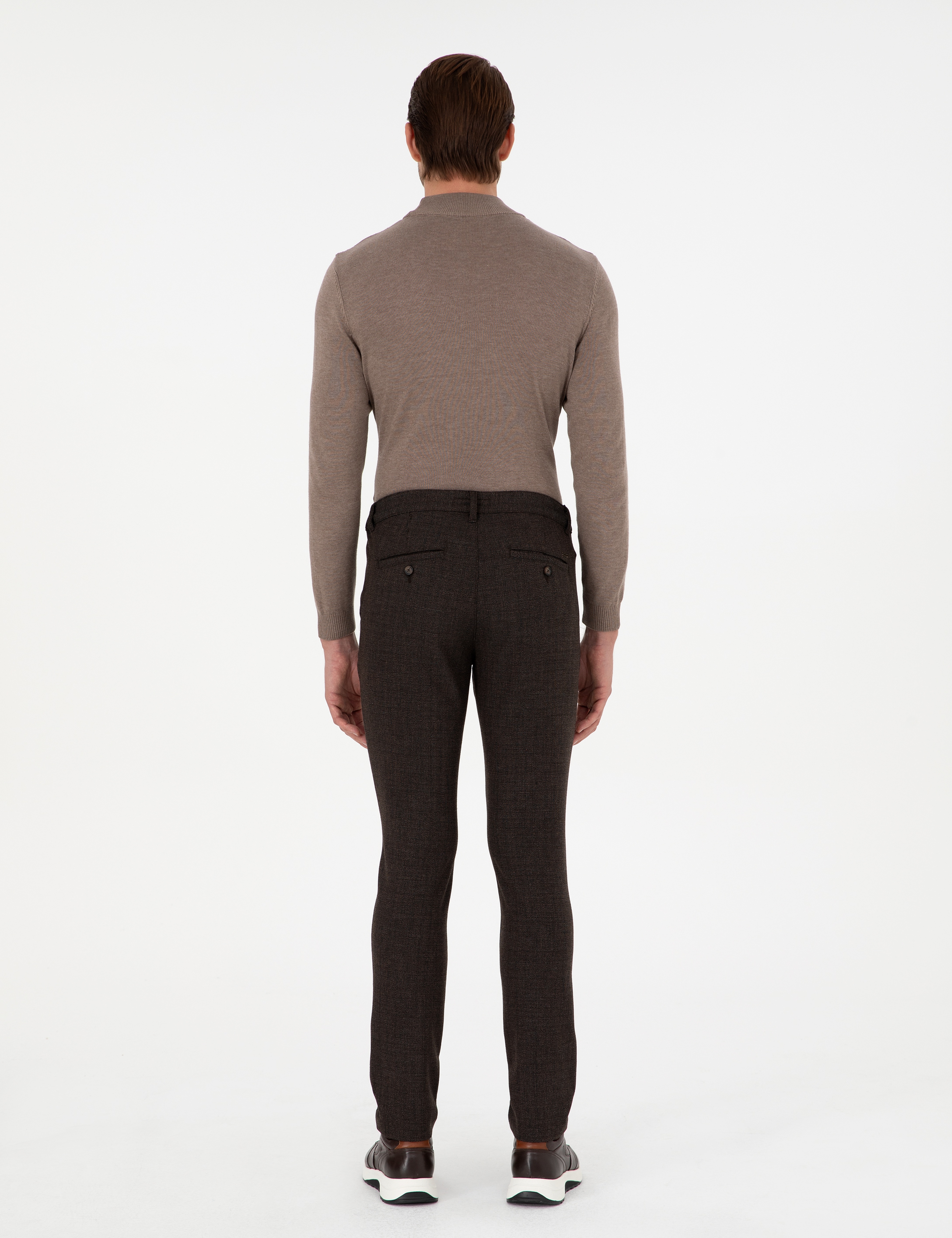 Kahverengi Slim Fit Beli Lastikli Bağcıklı Kanvas Pantolon - Image 4