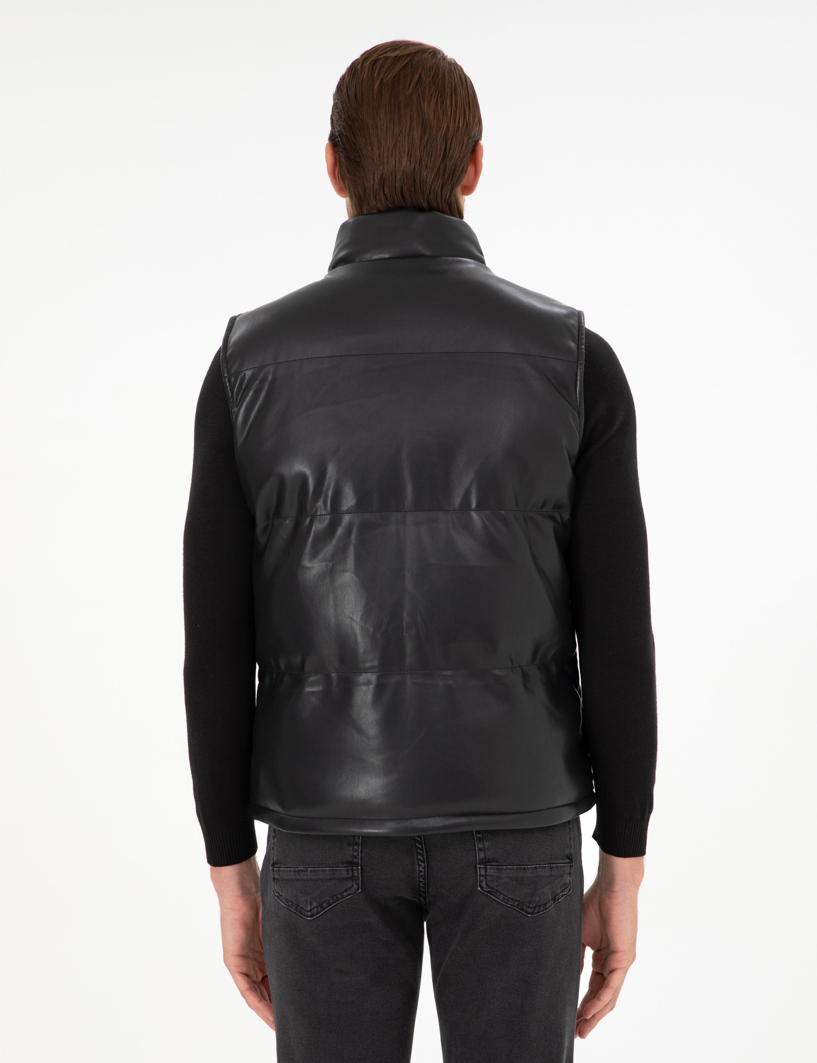 Siyah Suni Deri Yelek