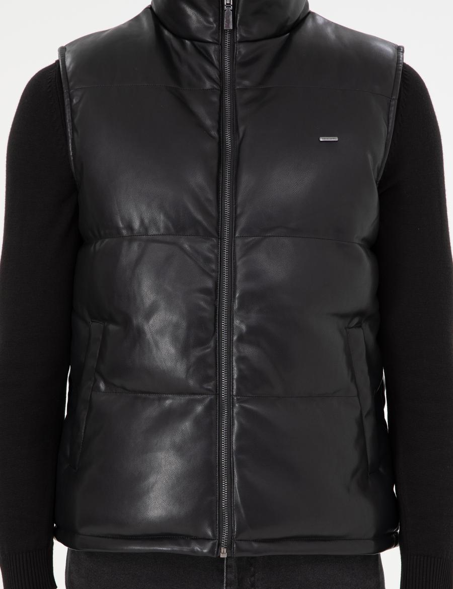 Siyah Suni Deri Yelek