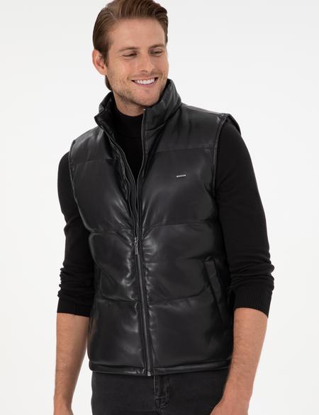 Siyah Suni Deri Yelek - 50300553004