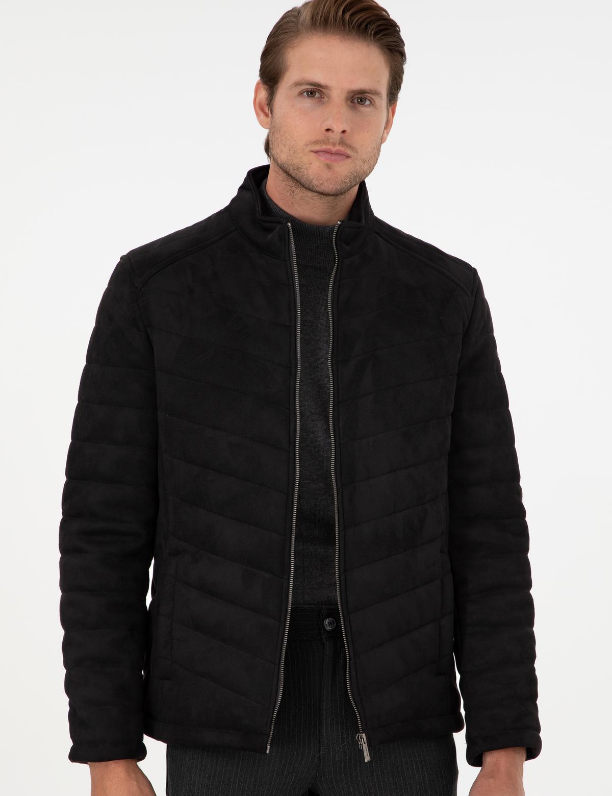 Siyah Suni Deri Ceket - 50300519007