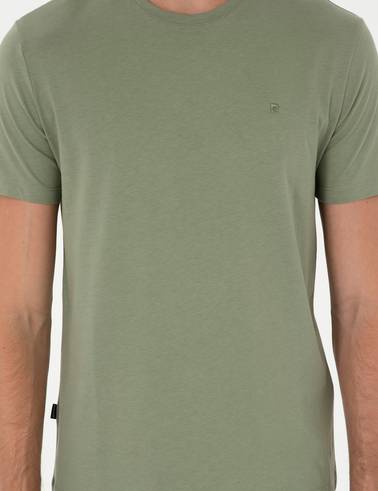 Haki Slim Fit %100 Pamuk Bisiklet Yaka Basic Tişört