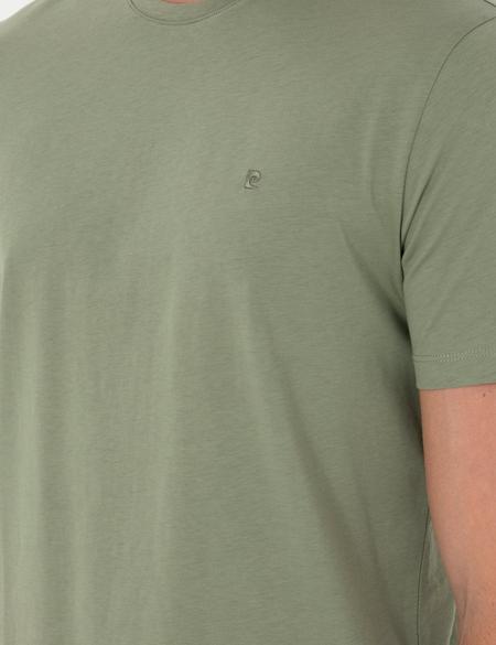 Haki %100 Pamuk Slim Fit Bisiklet Yaka Basic Tişört - 50306359023