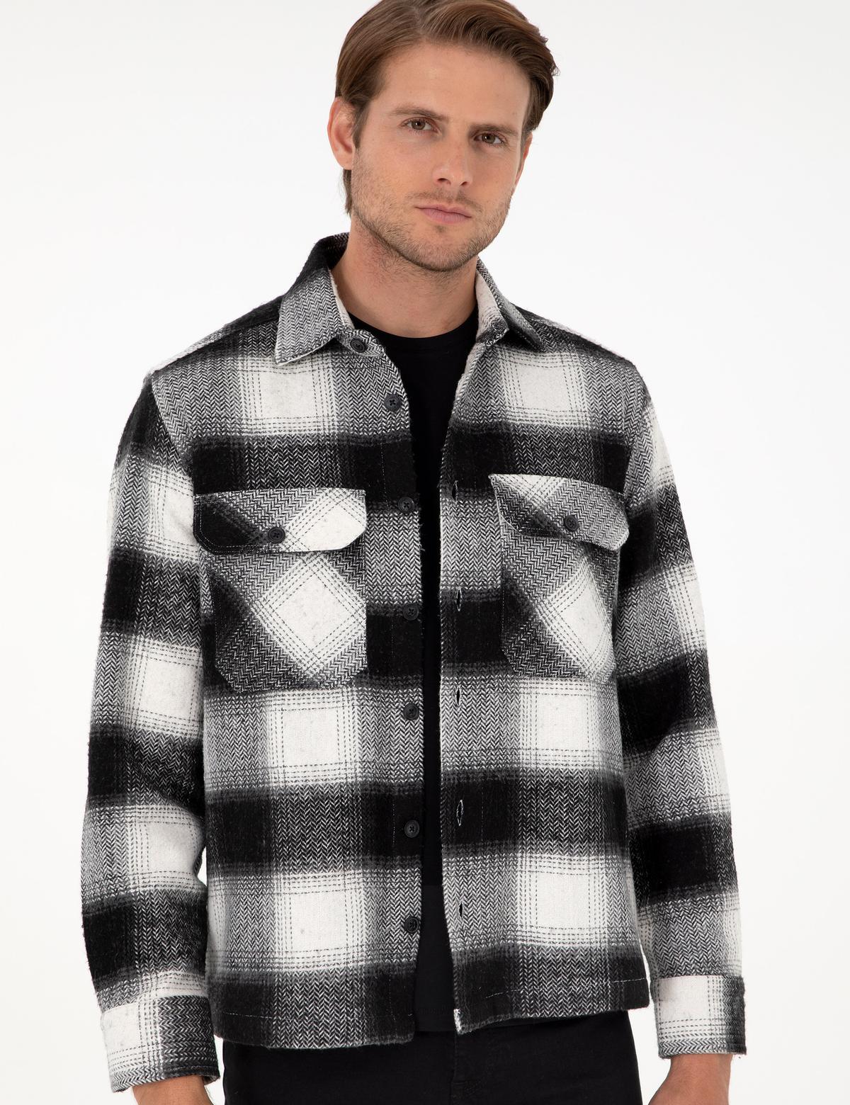 Siyah Oduncu Çift Cepli Comfort Fit Gömlek Ceket - 50292148032