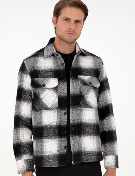 Siyah Oduncu Çift Cepli Comfort Fit Gömlek Ceket - 50292148032