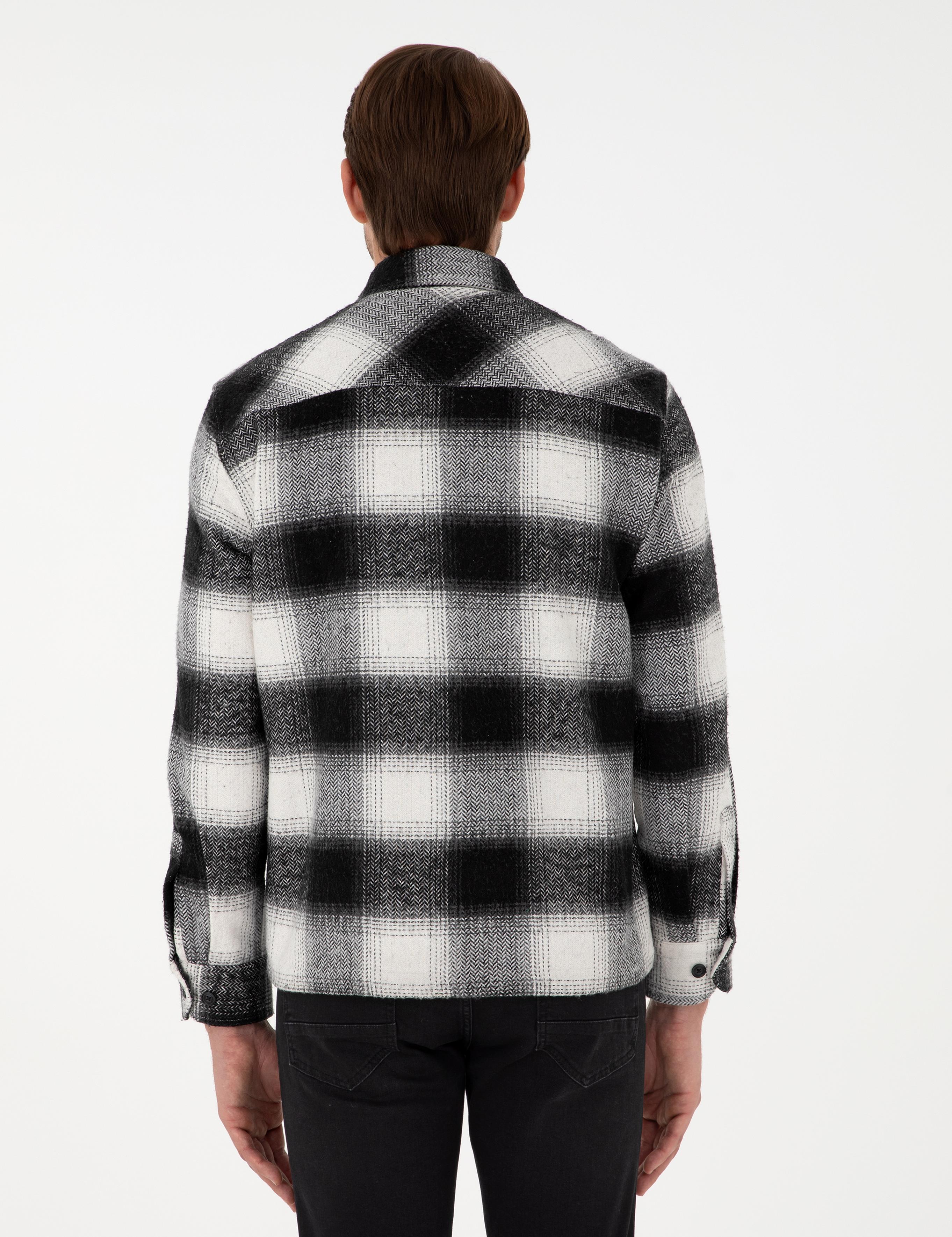 Siyah Oduncu Çift Cepli Comfort Fit Gömlek Ceket