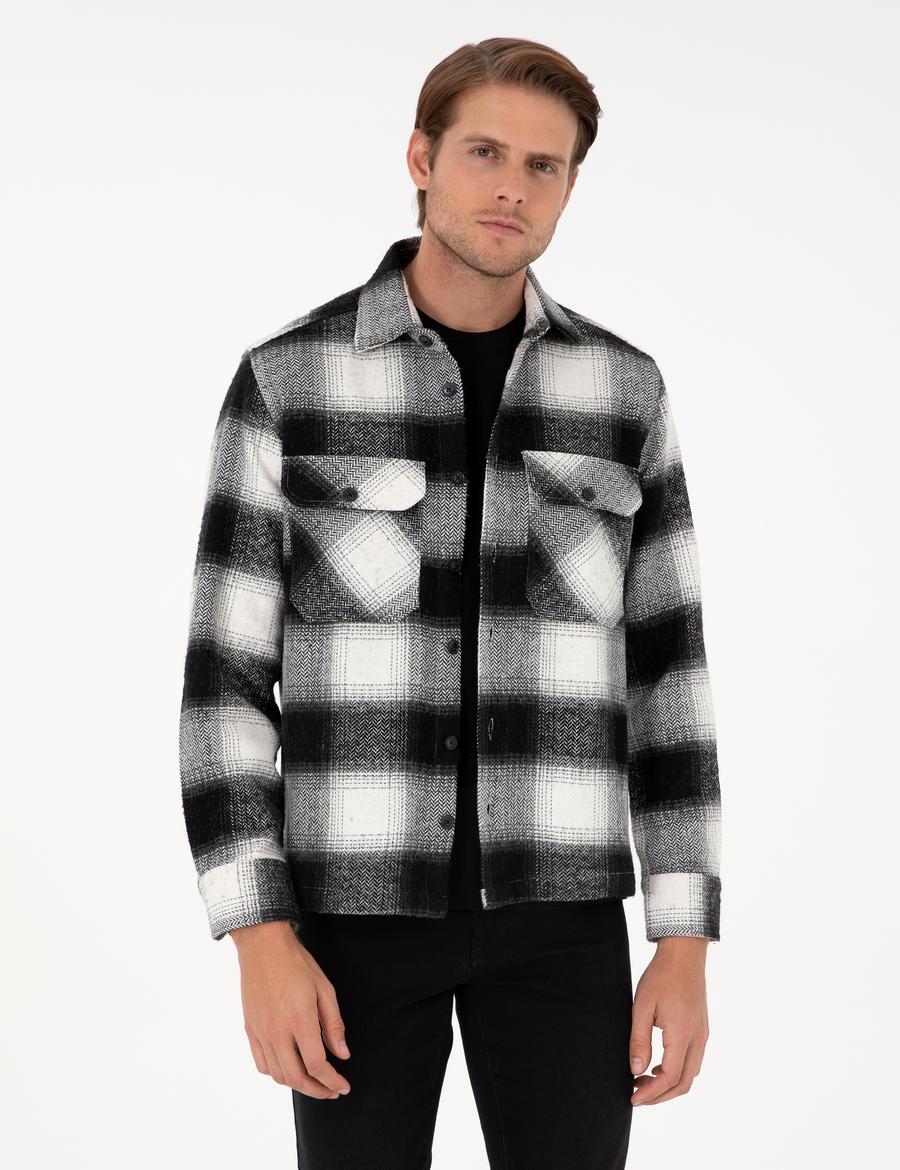 Siyah Oduncu Çift Cepli Comfort Fit Gömlek Ceket