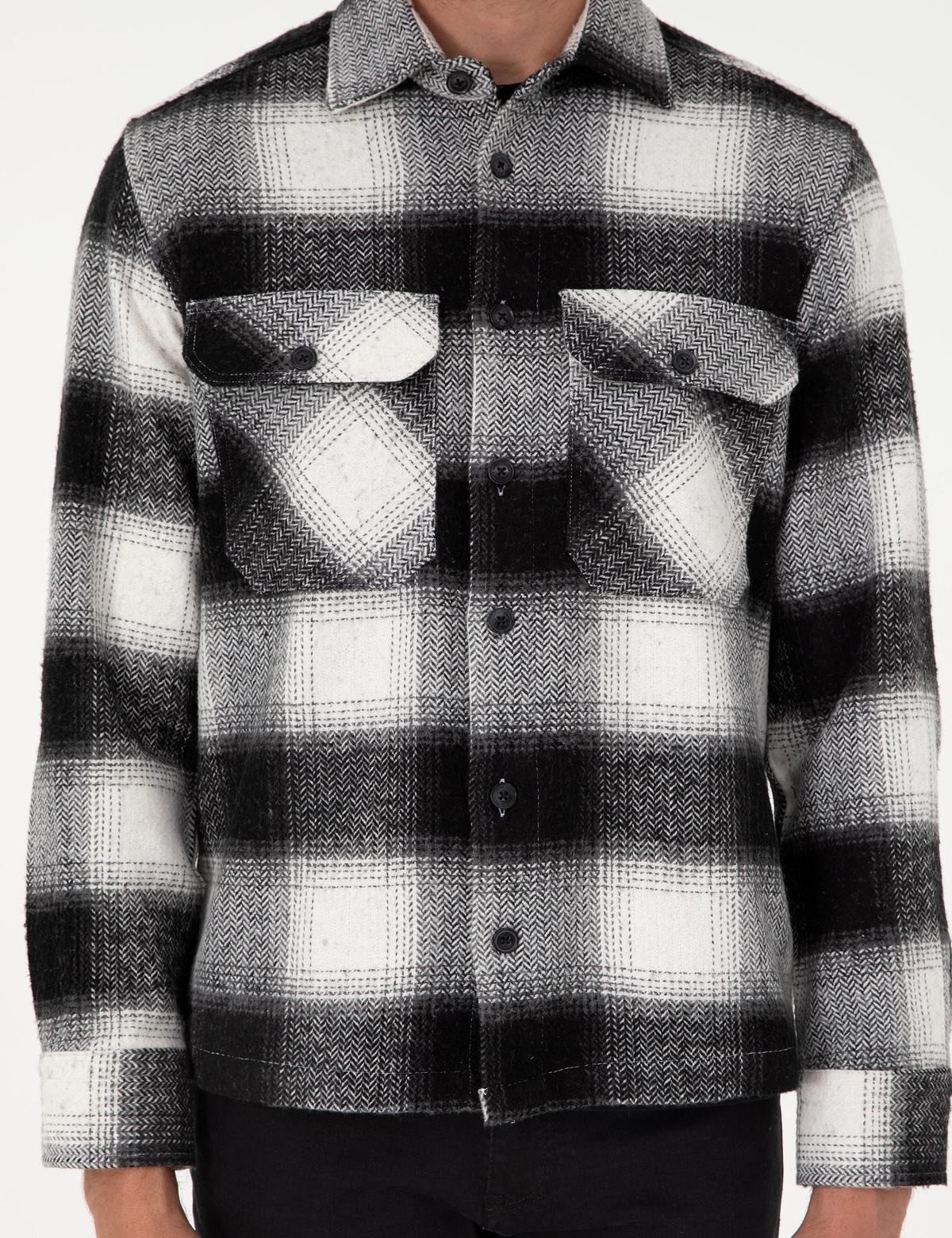 Siyah Oduncu Çift Cepli Comfort Fit Gömlek Ceket - 50292148032