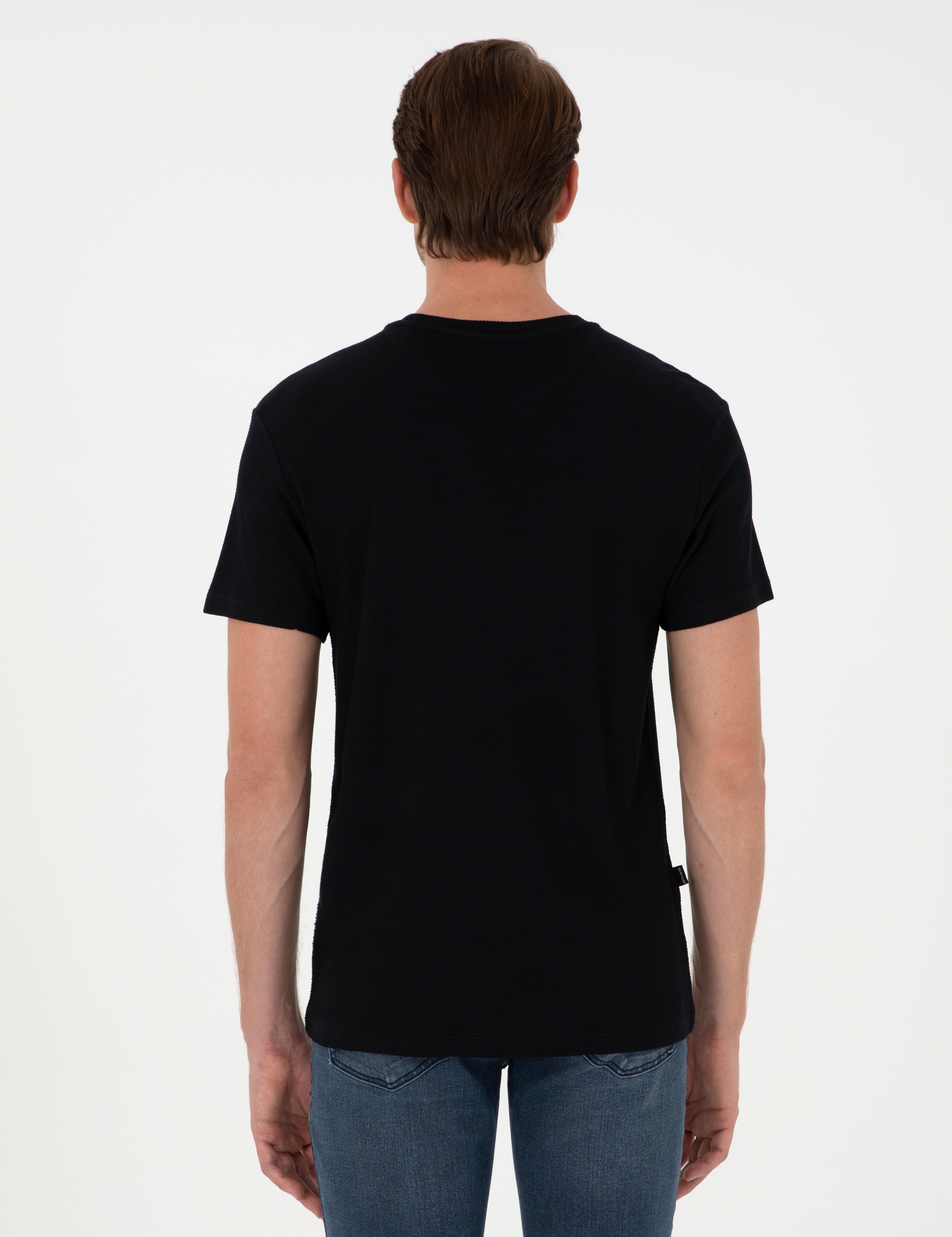 Siyah Slim Fit Bisiklet Yaka Basic Tişört - Image 5