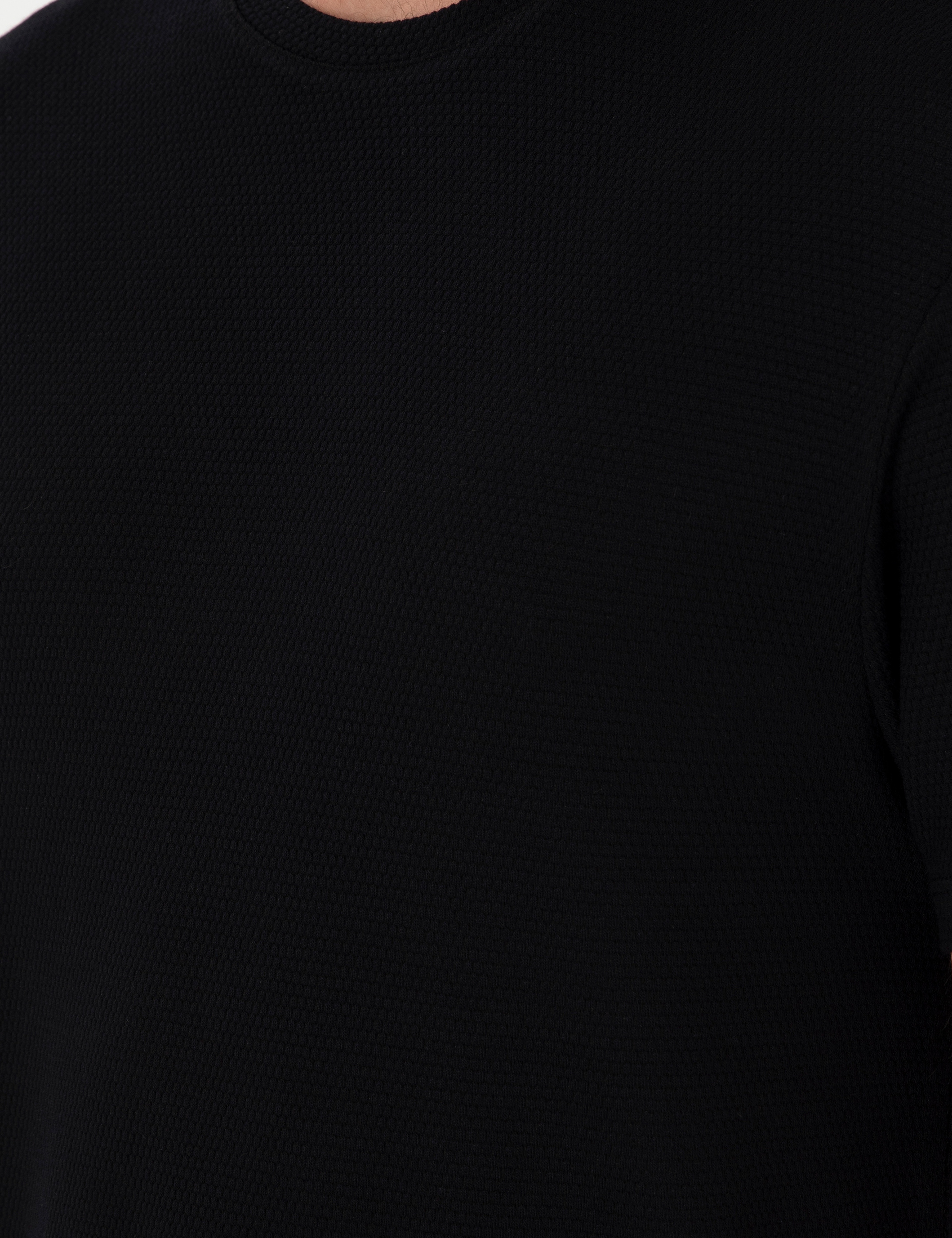 Siyah Slim Fit Bisiklet Yaka Basic Tişört