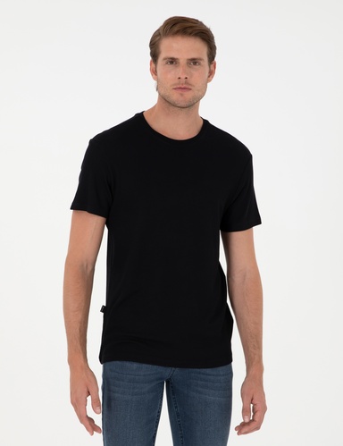 Siyah Slim Fit Bisiklet Yaka Basic Tişört