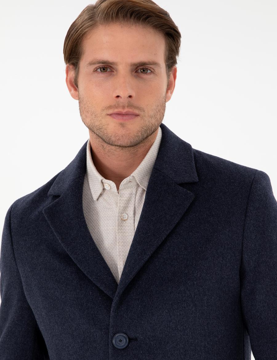 İndigo Ex. Slim Fit Kaşe Kaban