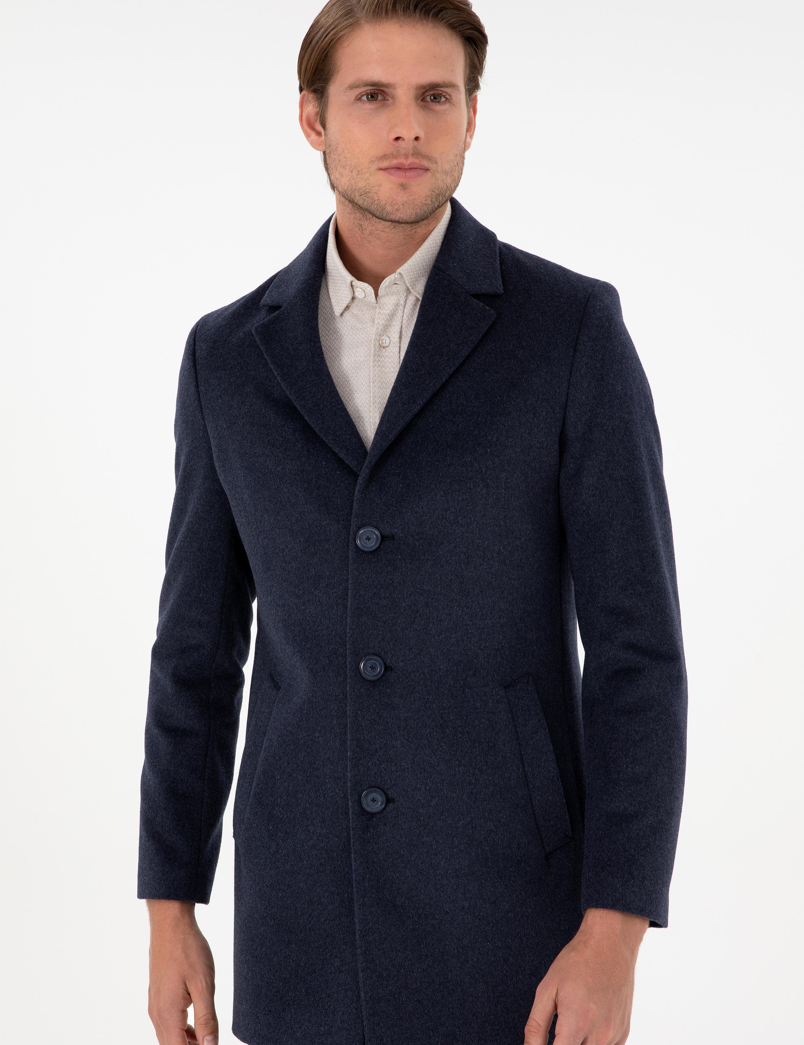 İndigo Ex. Slim Fit Kaşe Kaban