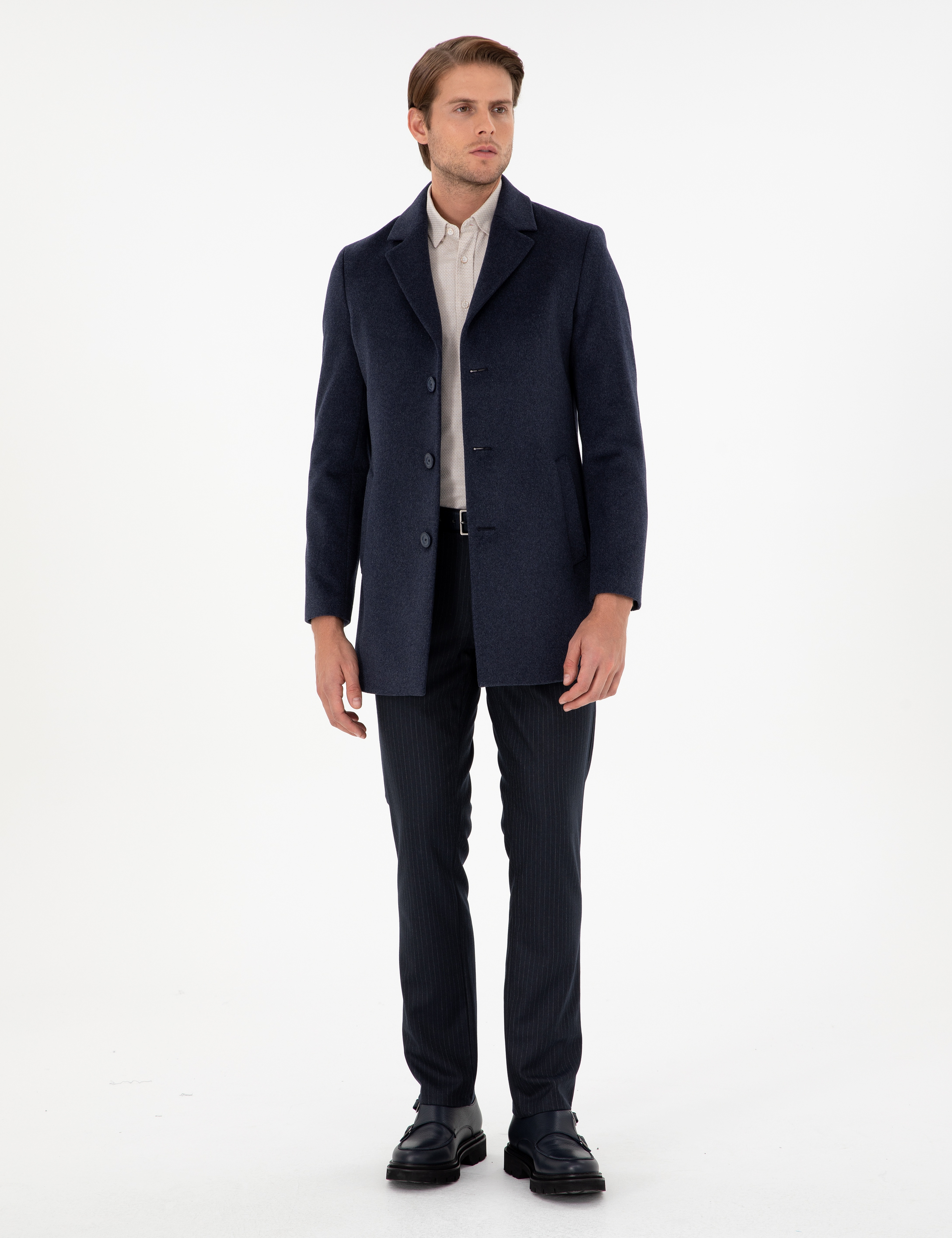 İndigo Ex. Slim Fit Kaşe Kaban