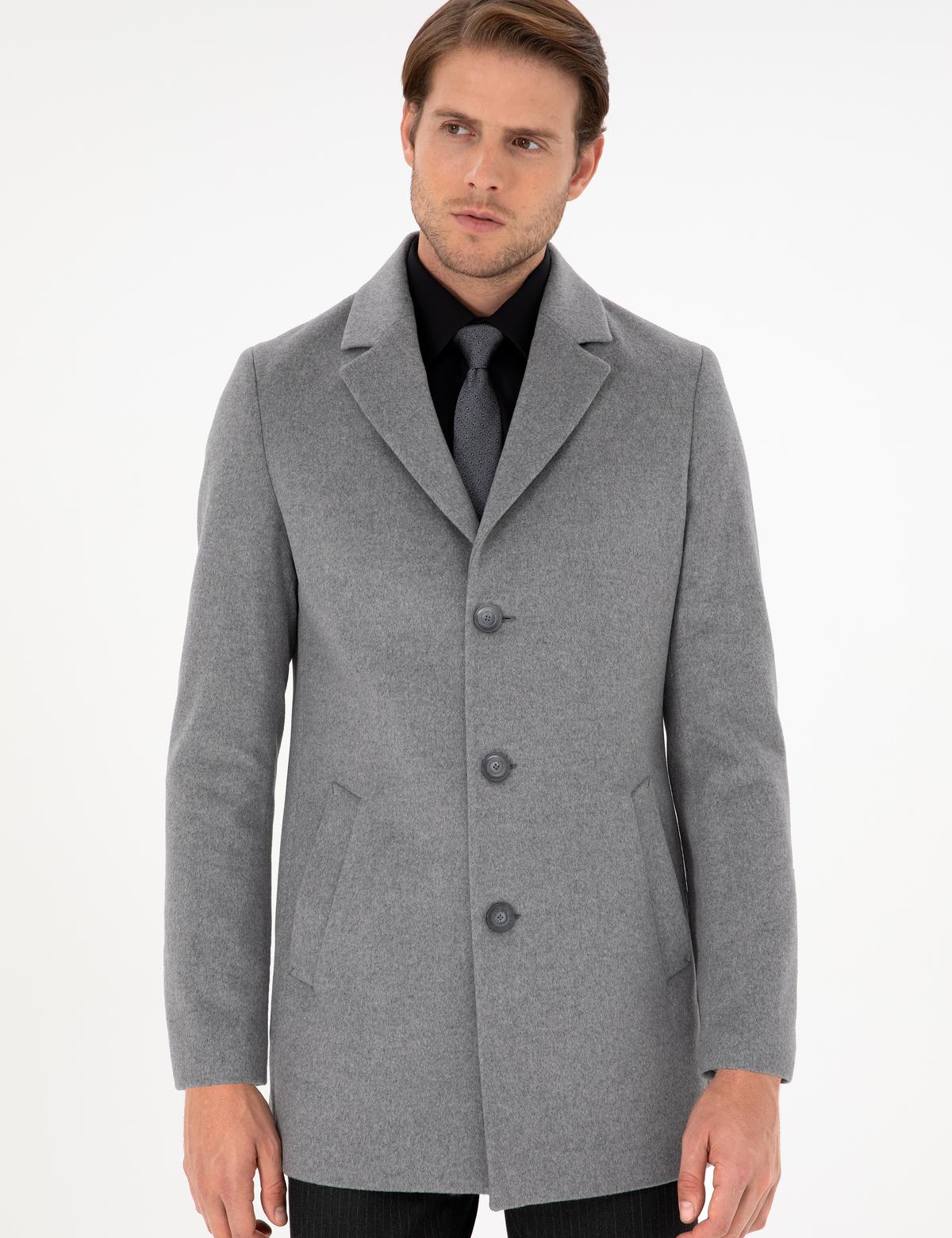 Açık Gri Ex. Slim Fit Kaşe Kaban - 50291017013