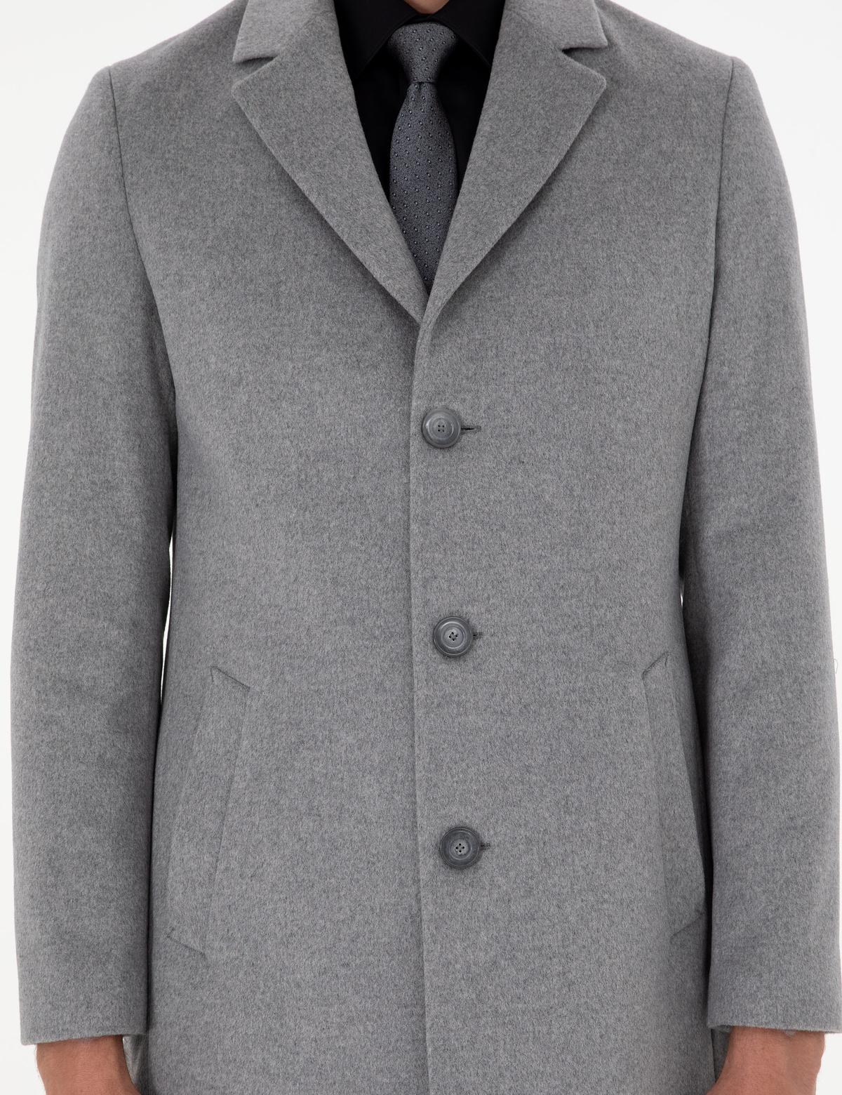 Açık Gri Ex. Slim Fit Kaşe Kaban - 50291017013