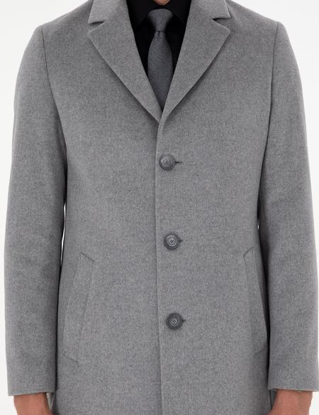 Açık Gri Ex. Slim Fit Kaşe Kaban - 50291017013