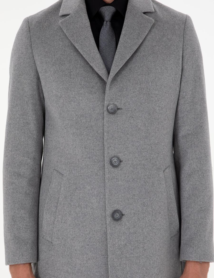 Açık Gri Ex. Slim Fit Kaşe Kaban