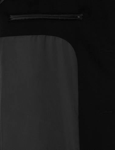 Siyah Ex. Slim Fit Kaşe Kaban