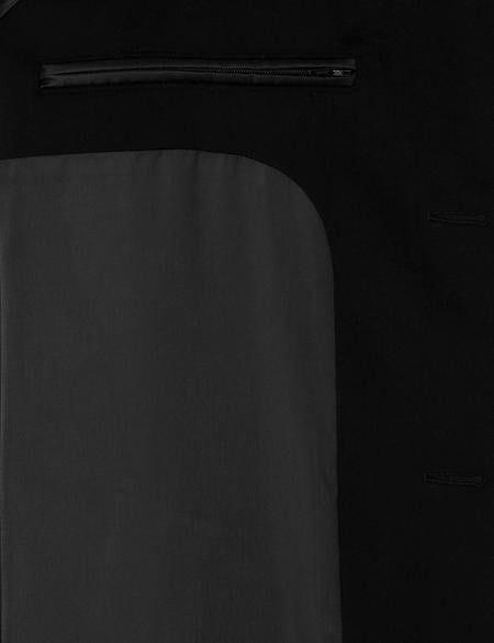 Siyah Ex. Slim Fit Kaşe Kaban - 50291017008