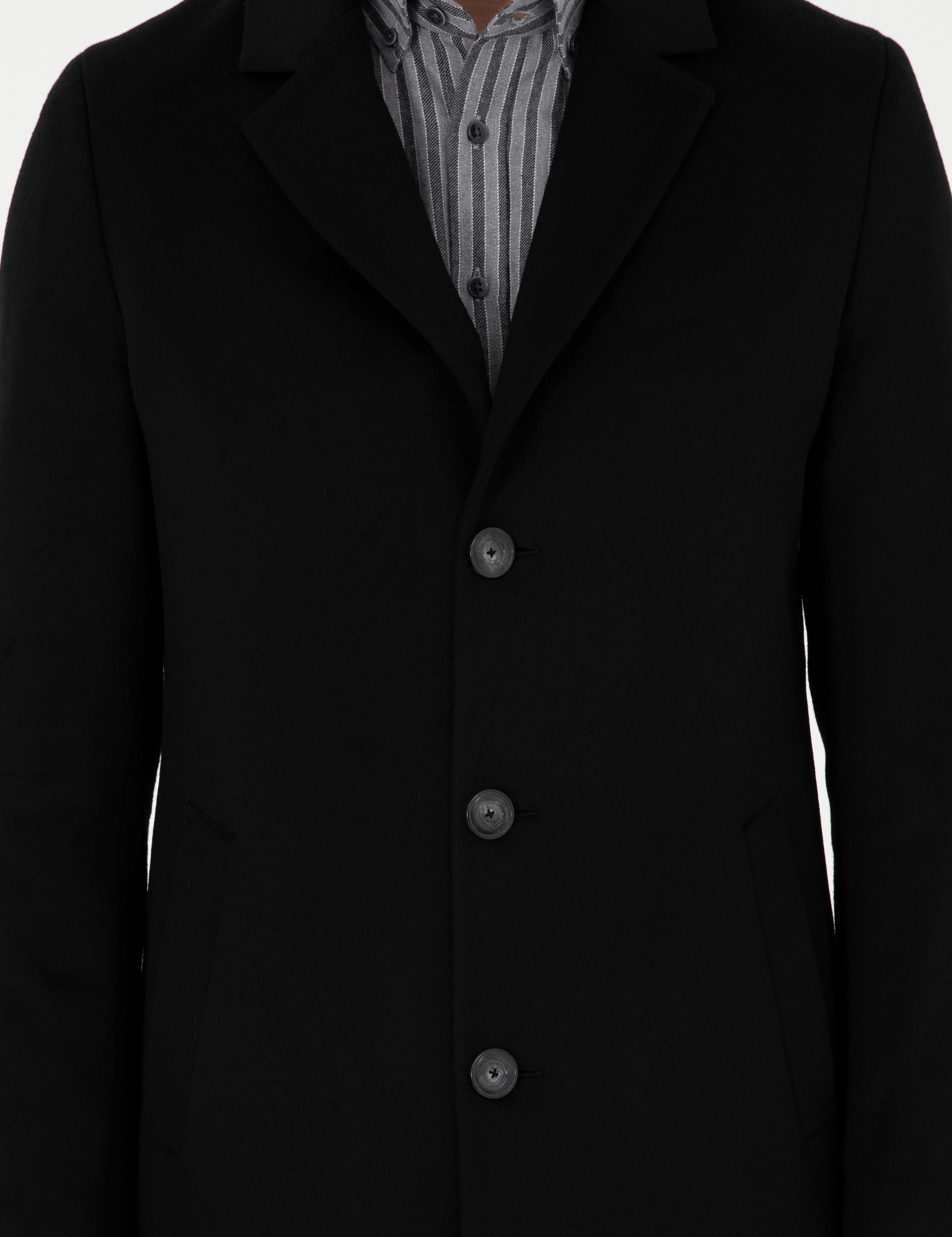 Siyah Ex. Slim Fit Kaşe Kaban