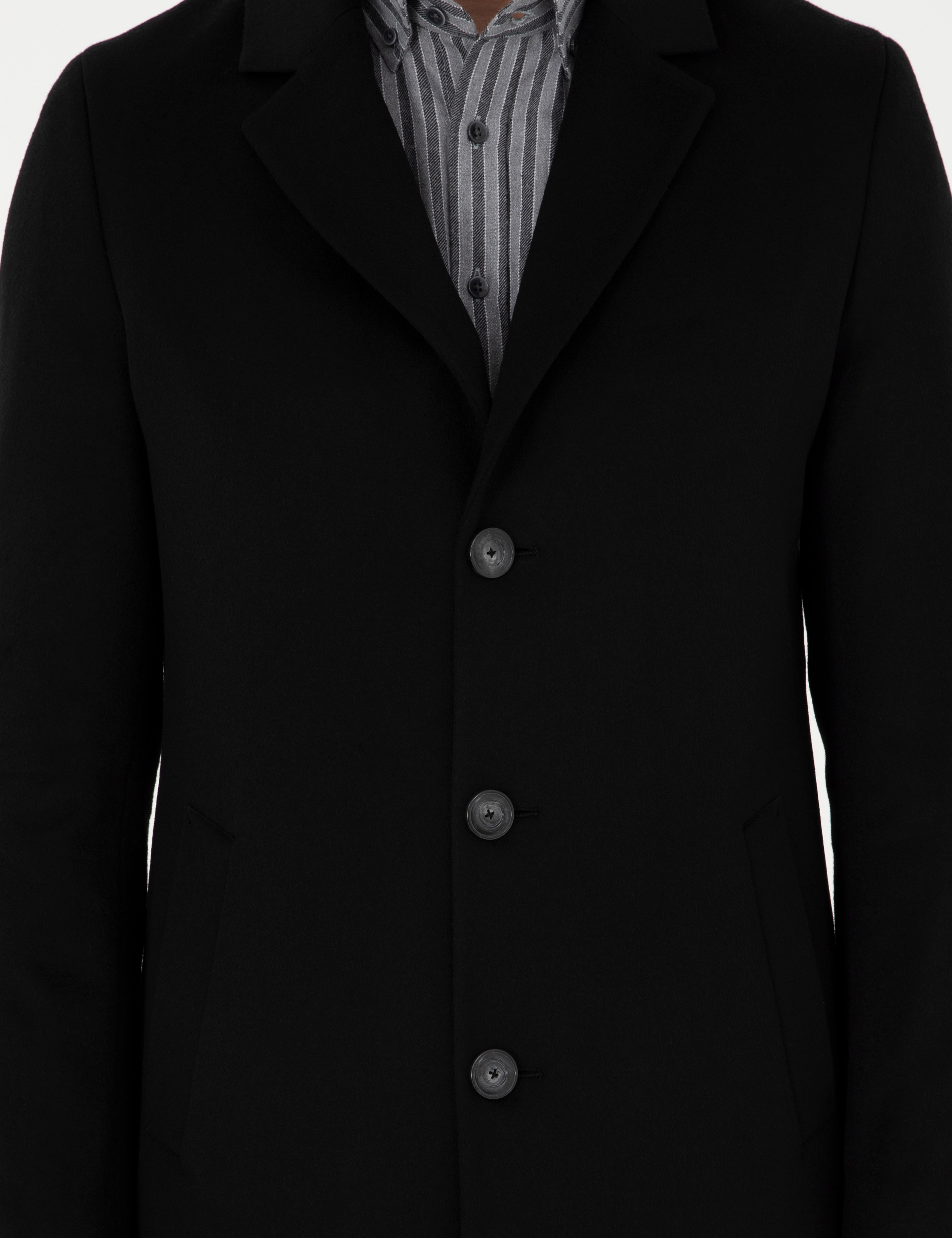 Siyah Ex. Slim Fit Kaşe Kaban - Image 7