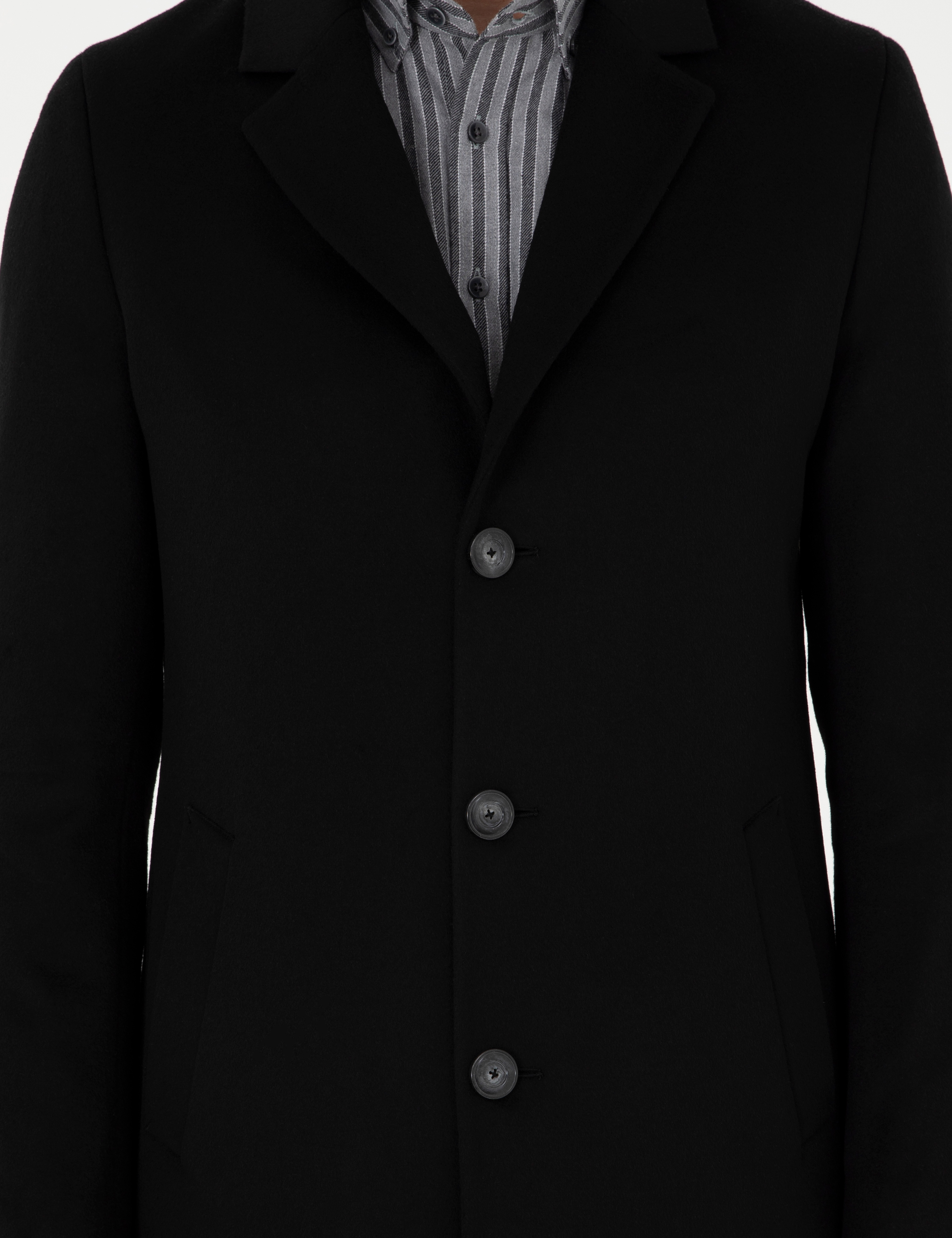 Siyah Ex. Slim Fit Kaşe Kaban