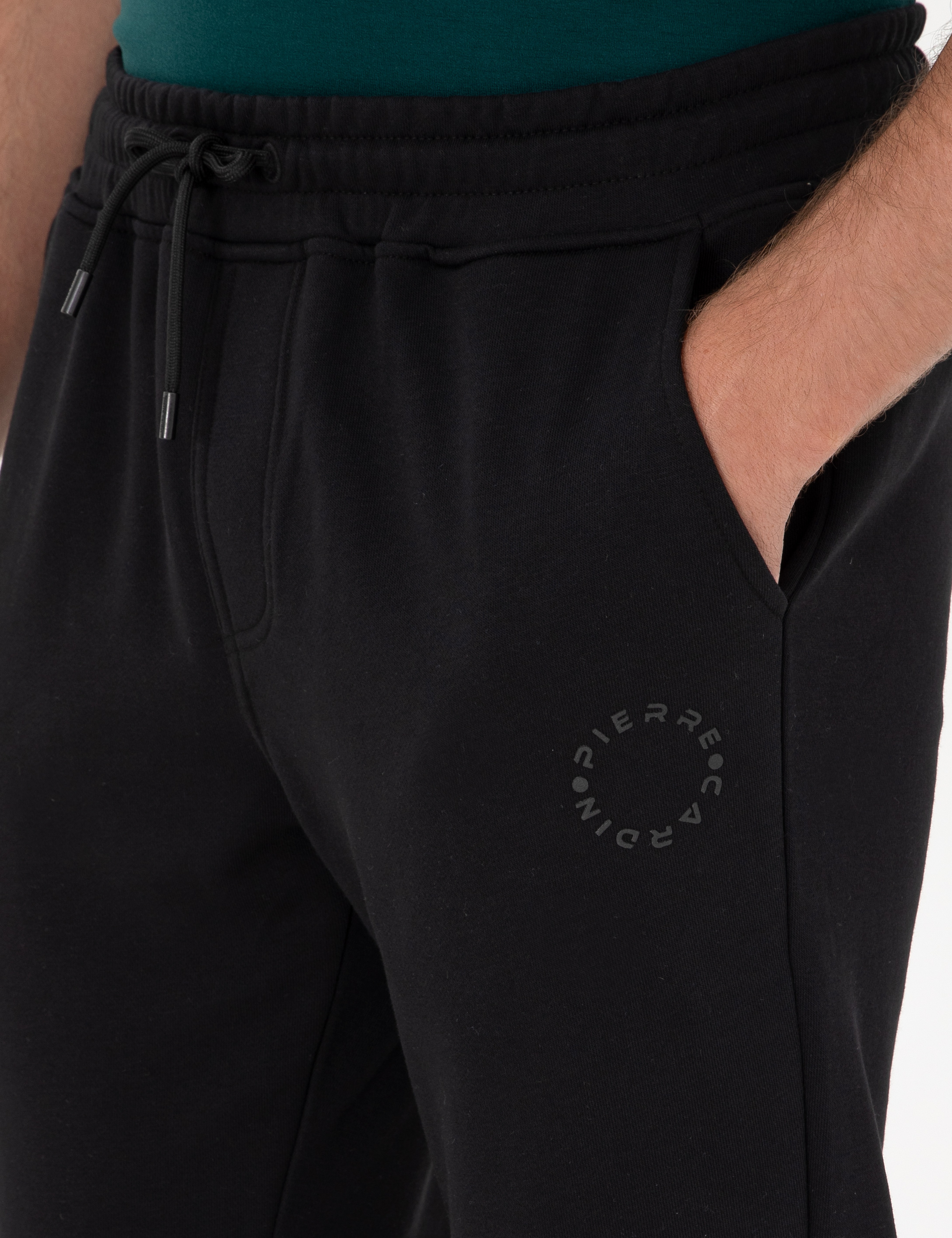 Siyah Slim Fit 3 İplik Düz Paça Eşofman Altı