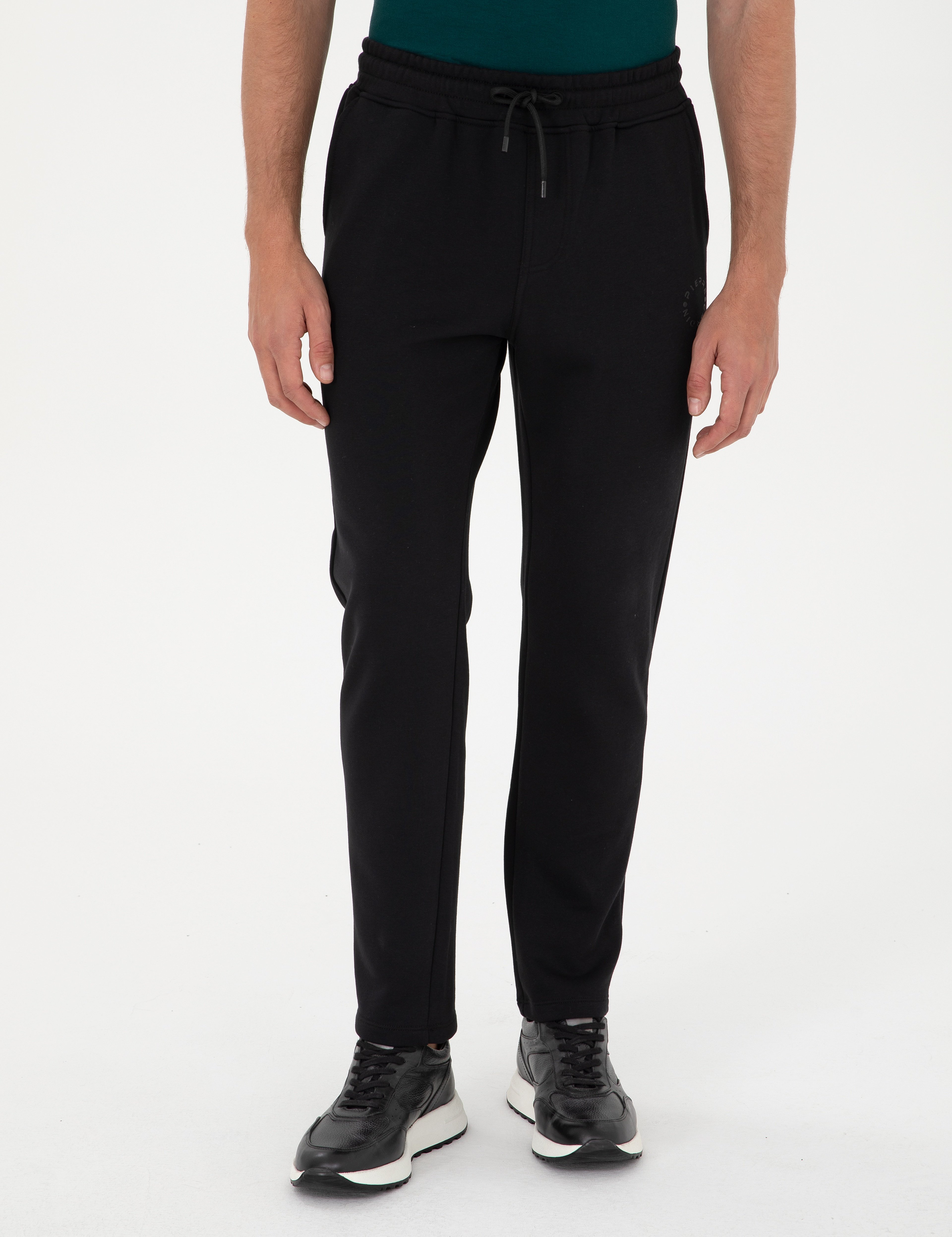 Siyah Slim Fit 3 İplik Düz Paça Eşofman Altı - Image 2