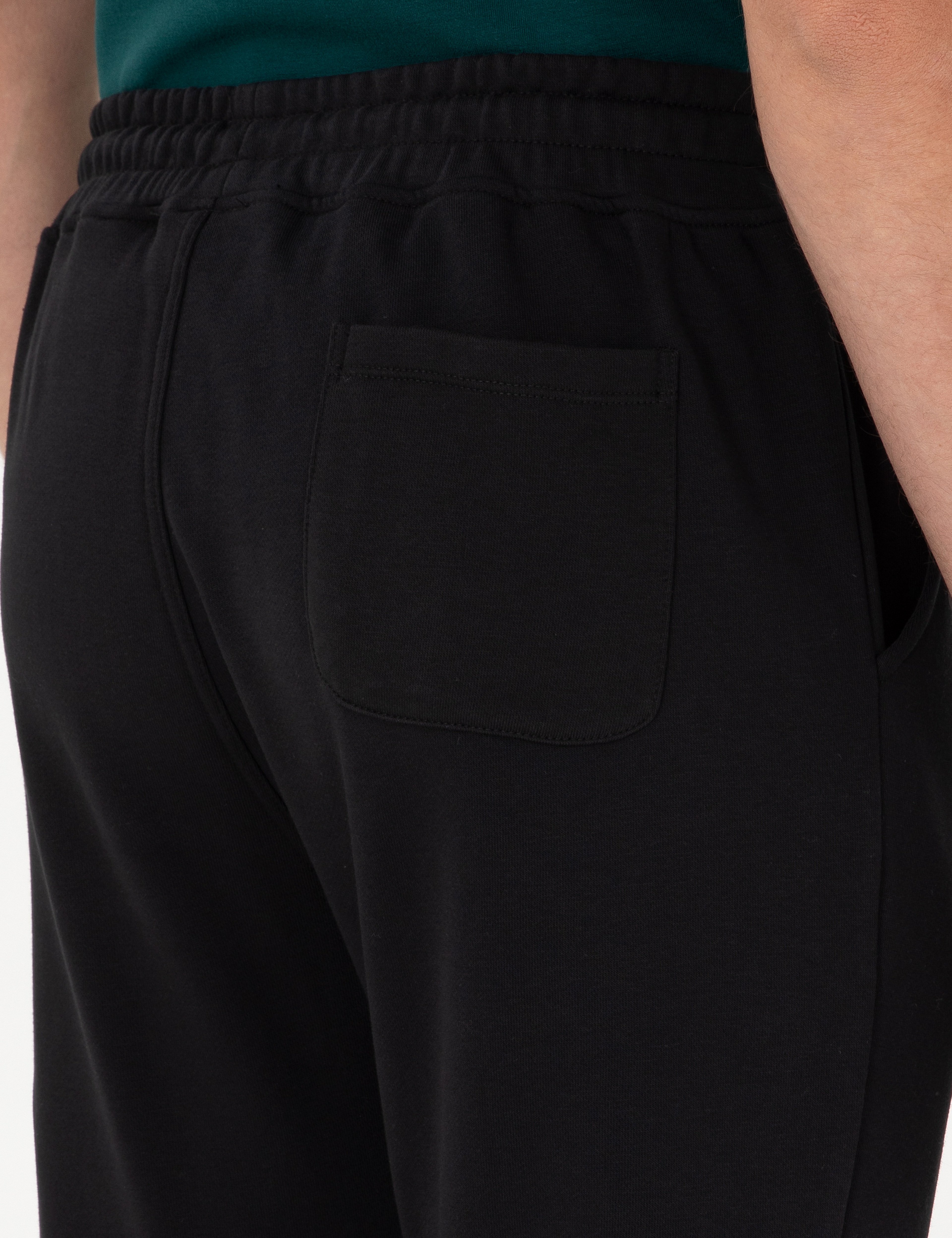 Siyah Slim Fit 3 İplik Düz Paça Eşofman Altı