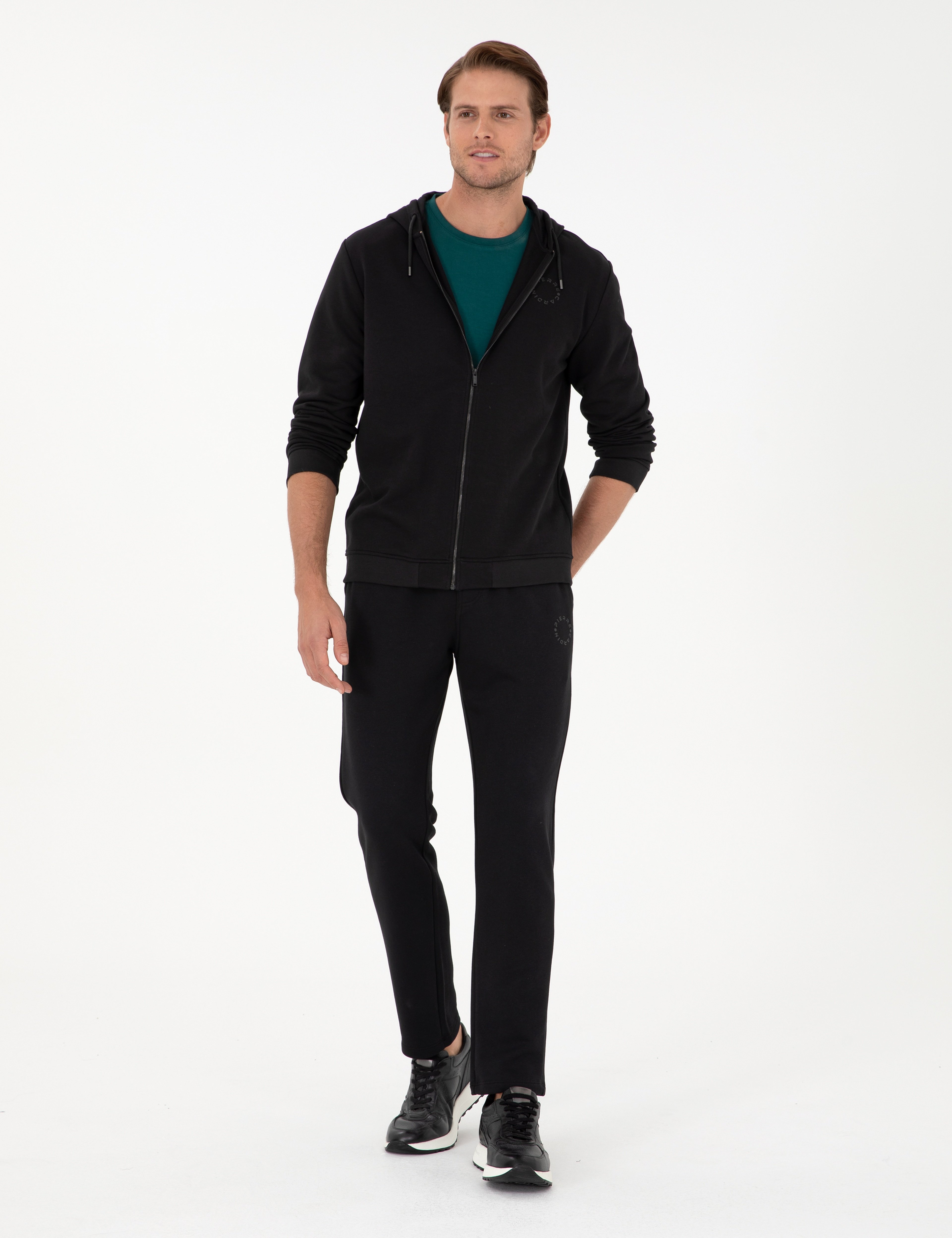 Siyah Slim Fit 3 İplik Düz Paça Eşofman Altı - Image 3