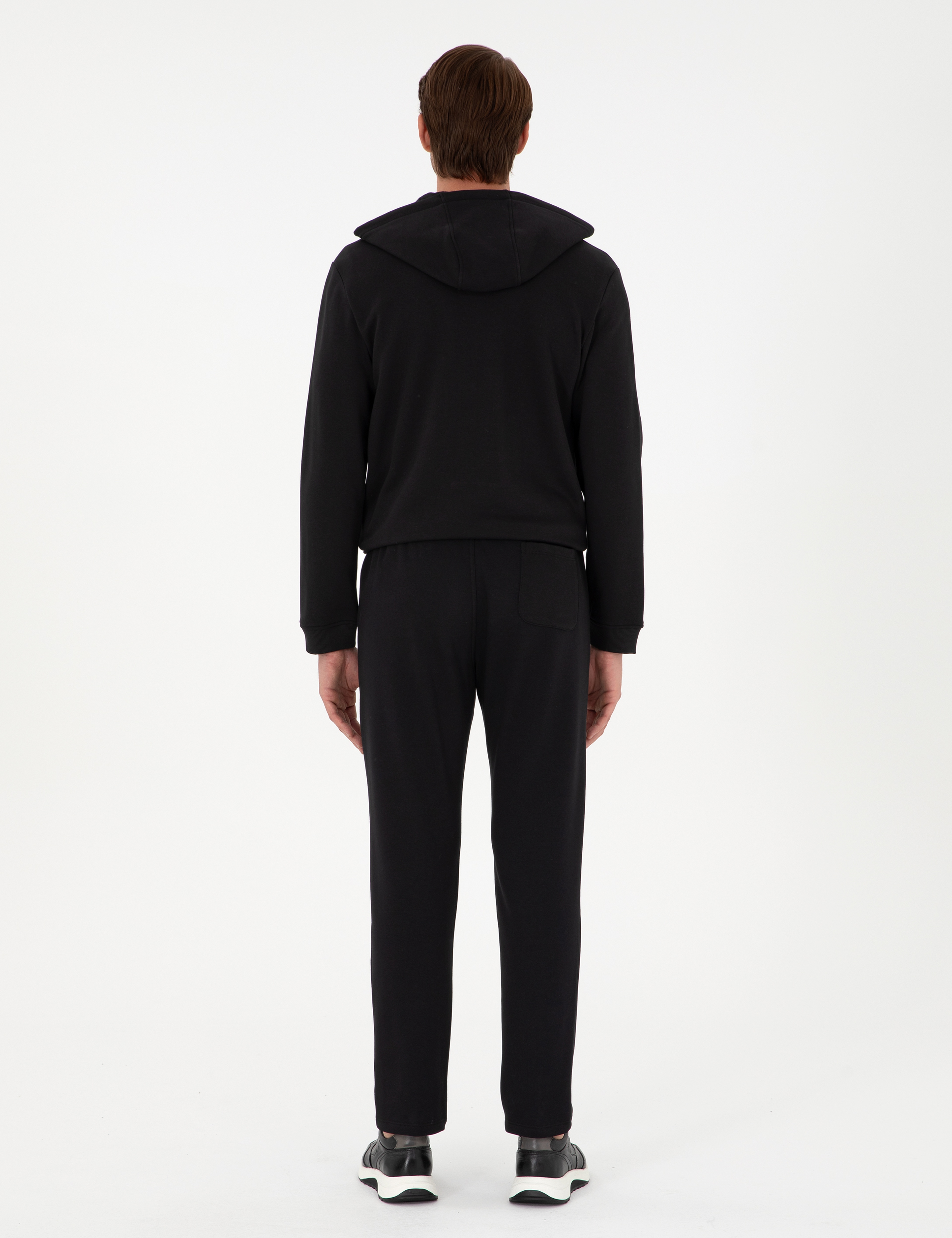 Siyah Slim Fit 3 İplik Düz Paça Eşofman Altı - Image 4