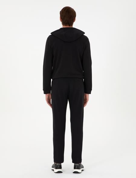 Siyah Slim Fit 3 İplik Düz Paça Eşofman Altı - 50299304008