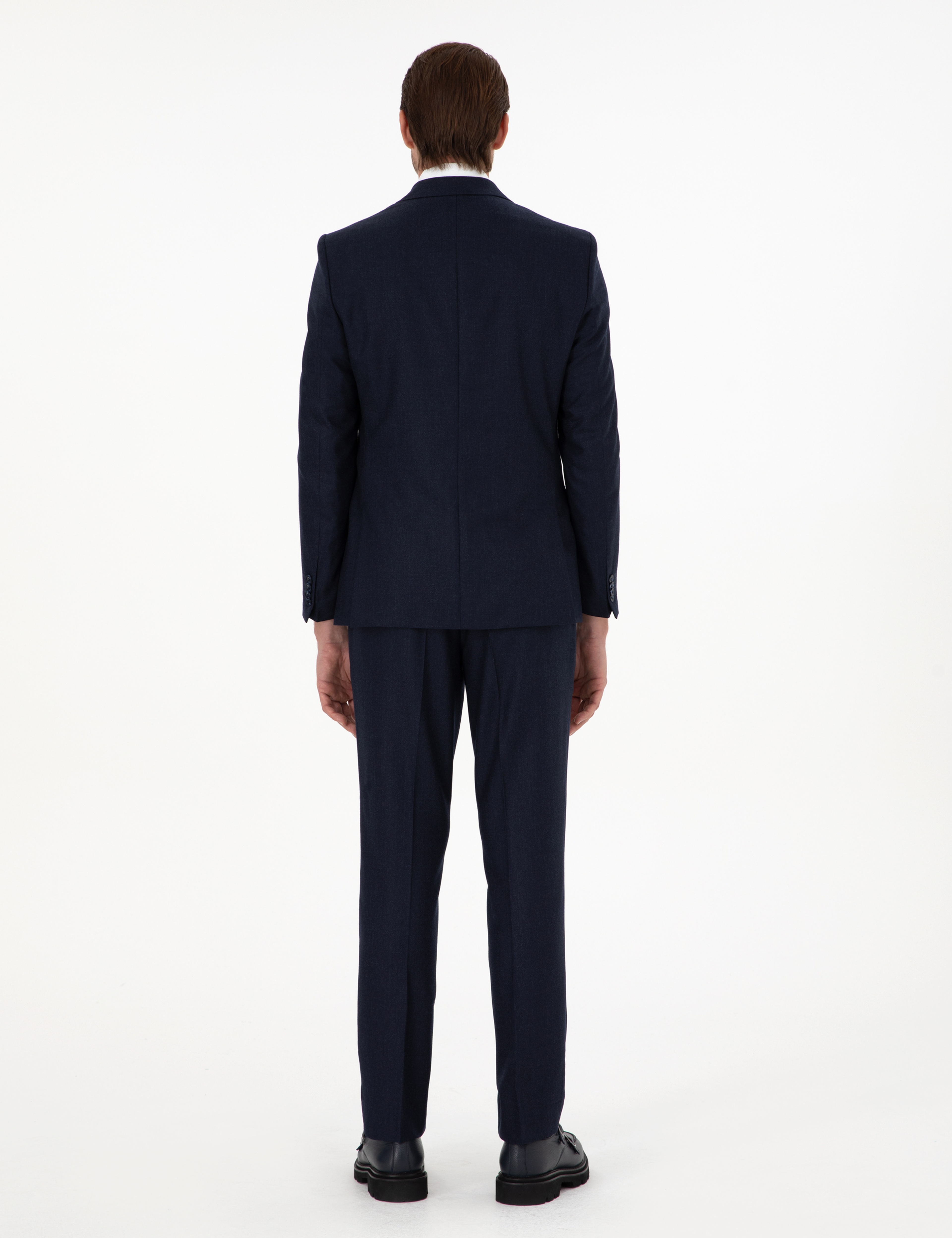Lacivert Slim Fit Yün Takım Elbise - Image 5