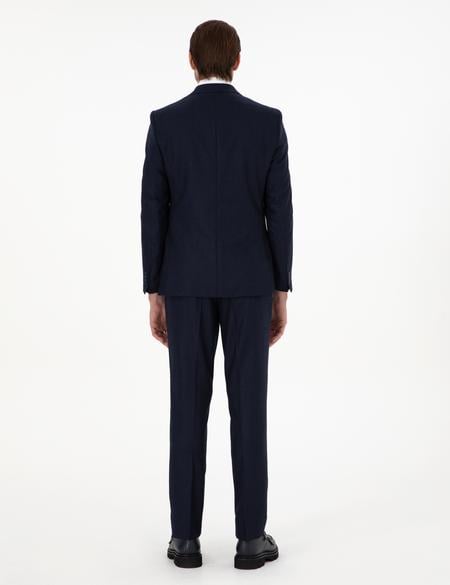 Lacivert Slim Fit Yün Takım Elbise - 50291967008