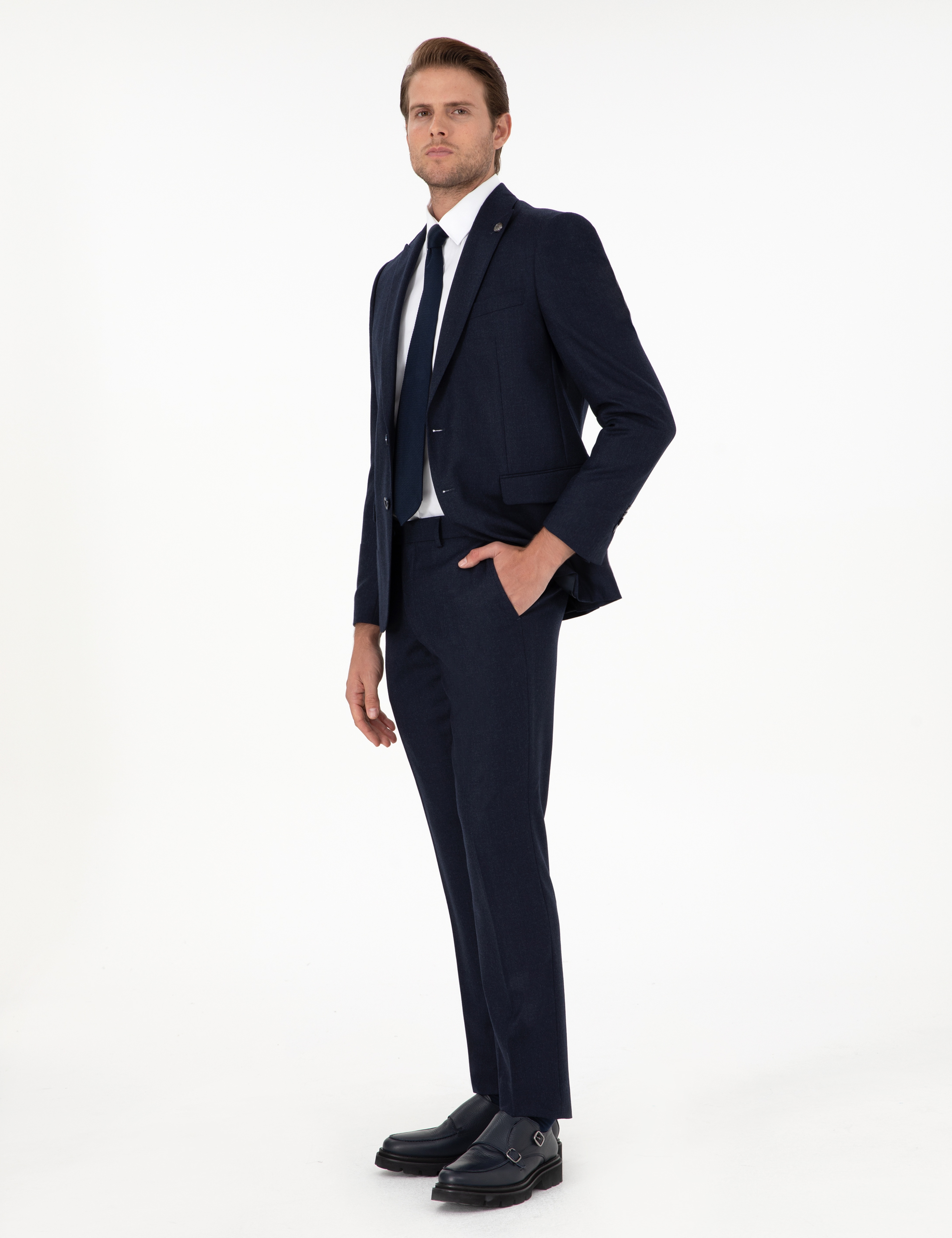 Lacivert Slim Fit Yün Takım Elbise