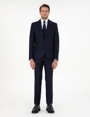 Lacivert Slim Fit Yün Takım Elbise