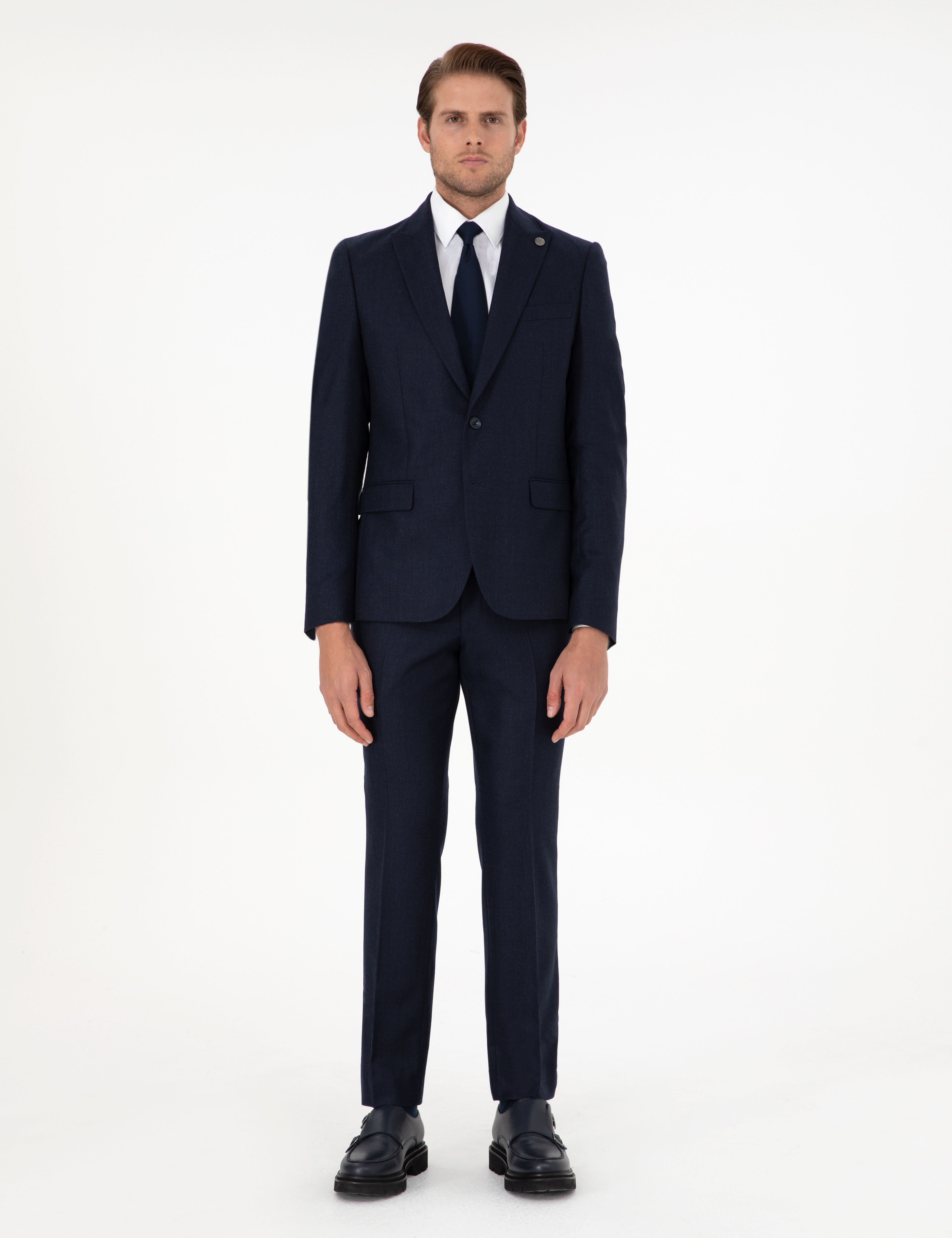 Lacivert Slim Fit Yün Takım Elbise