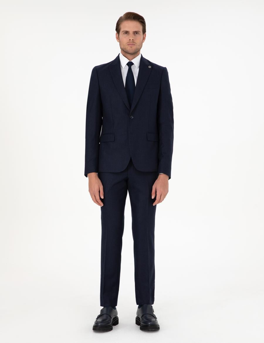 Lacivert Slim Fit Yün Takım Elbise