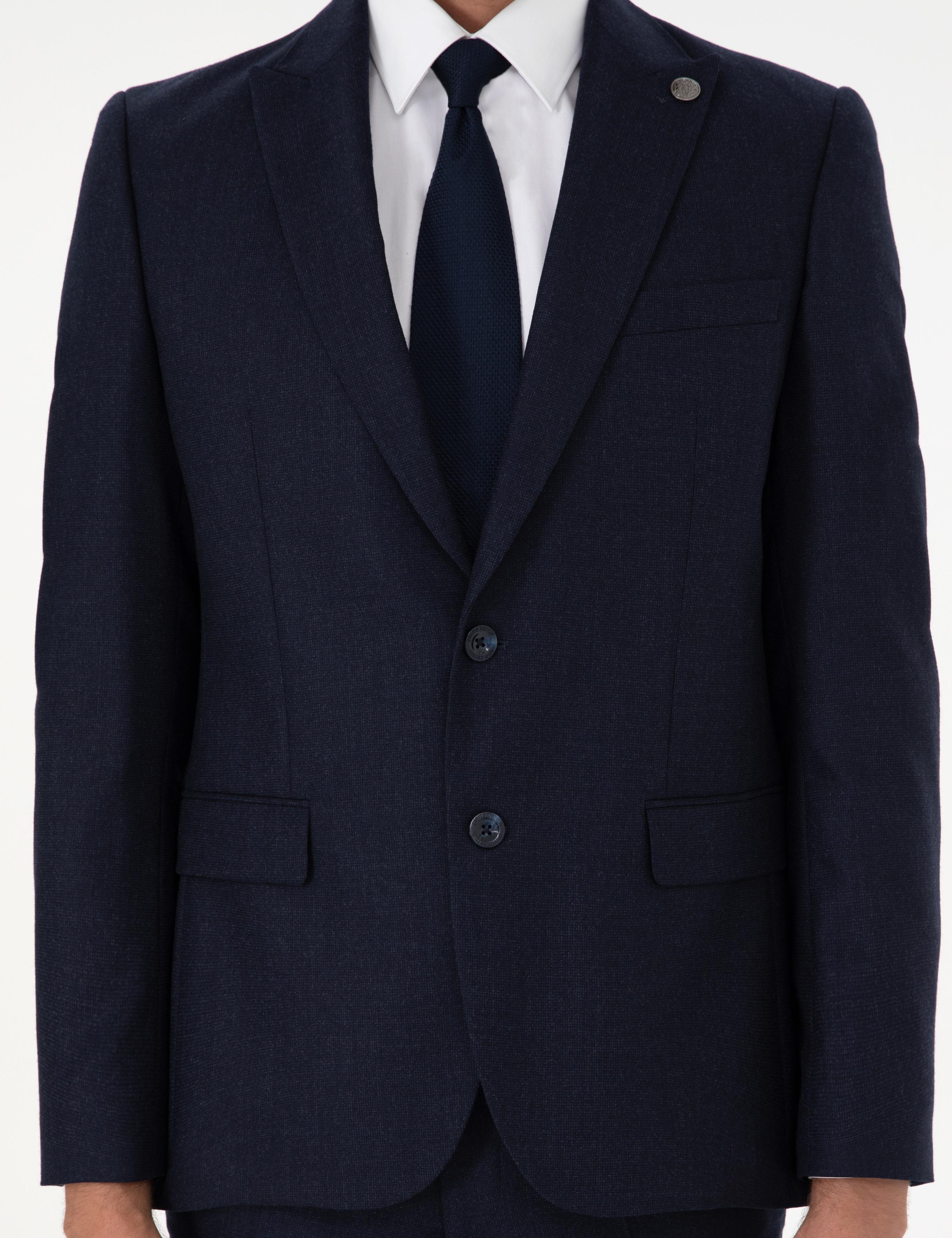 Lacivert Slim Fit Yün Takım Elbise