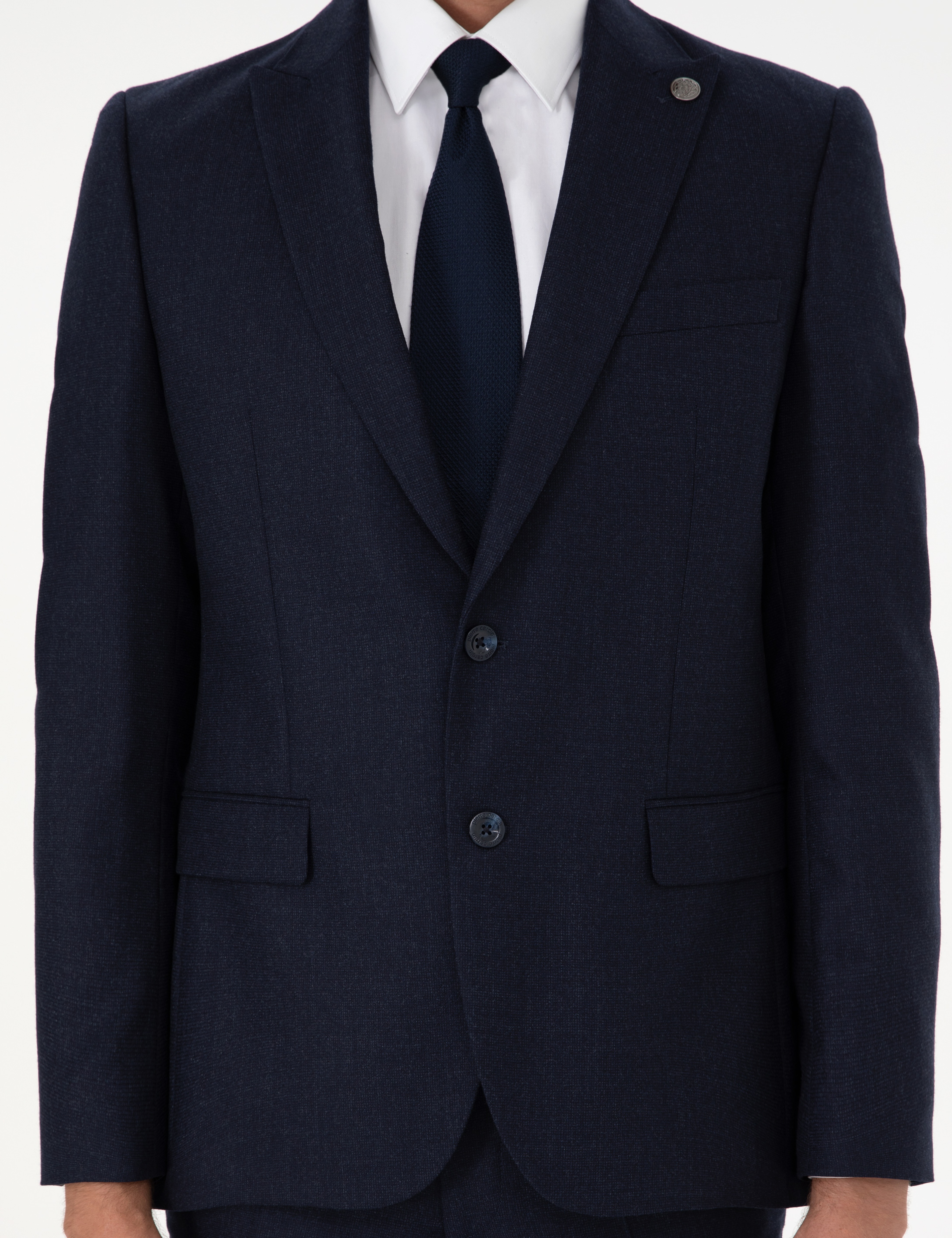 Lacivert Slim Fit Yün Takım Elbise - Image 7