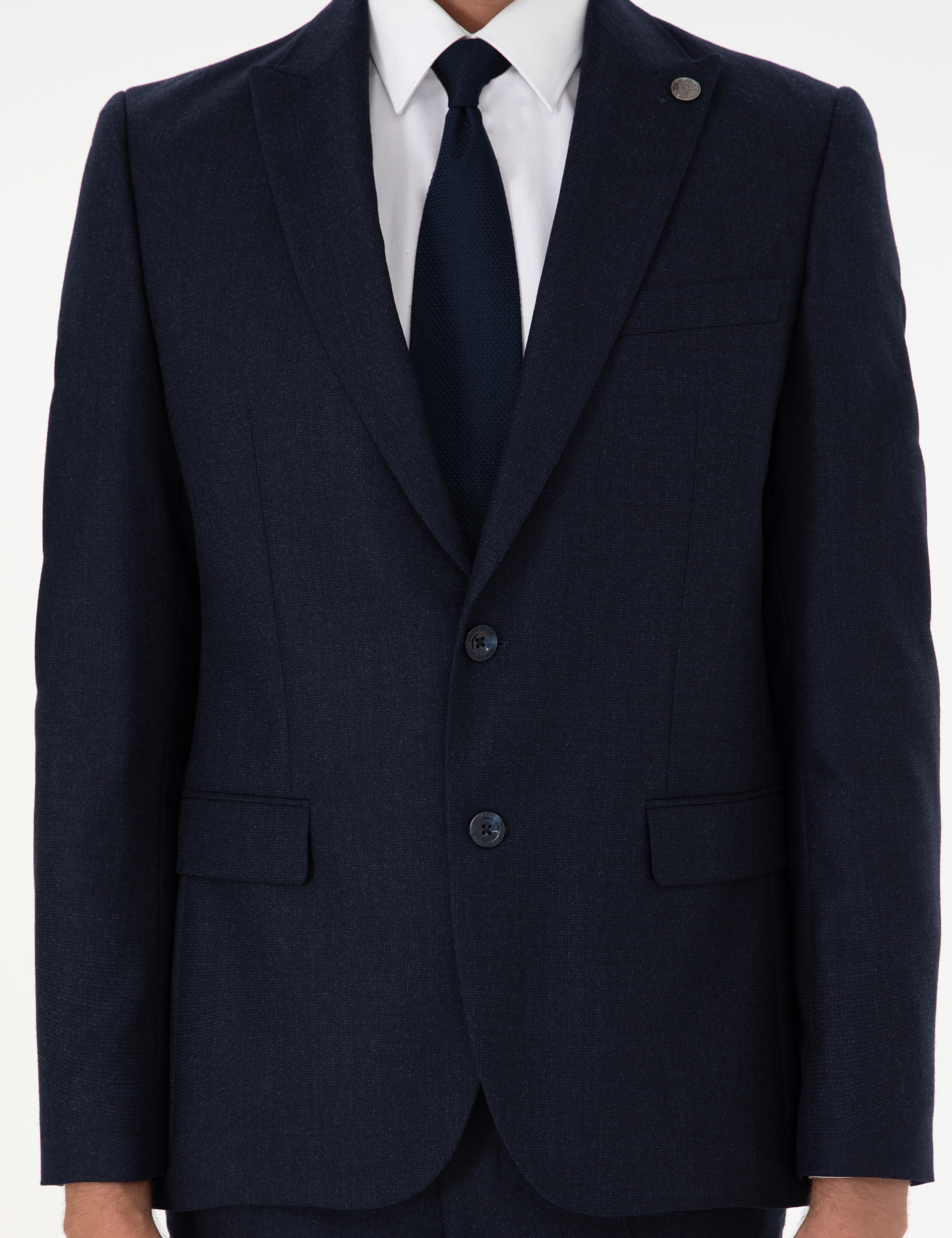 Lacivert Slim Fit Yün Takım Elbise