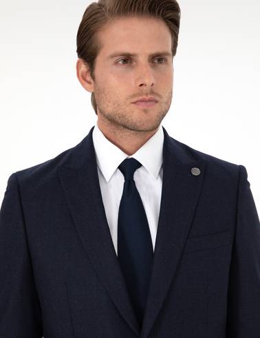 Lacivert Slim Fit Yün Takım Elbise