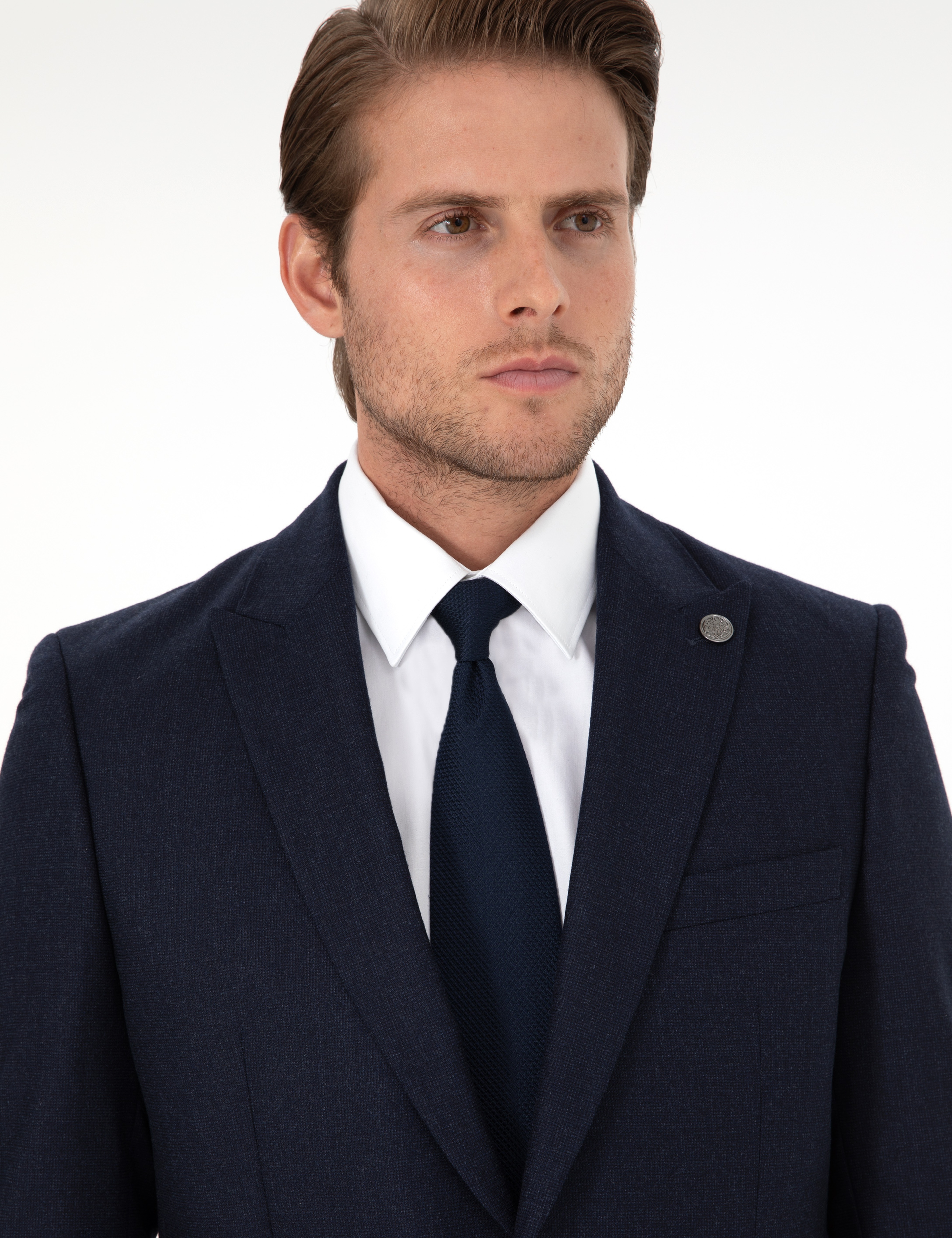 Lacivert Slim Fit Yün Takım Elbise - Image 2