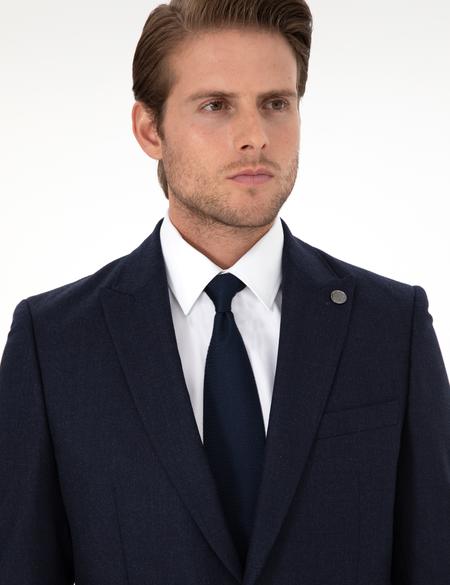 Lacivert Slim Fit Yün Takım Elbise - 50291967008