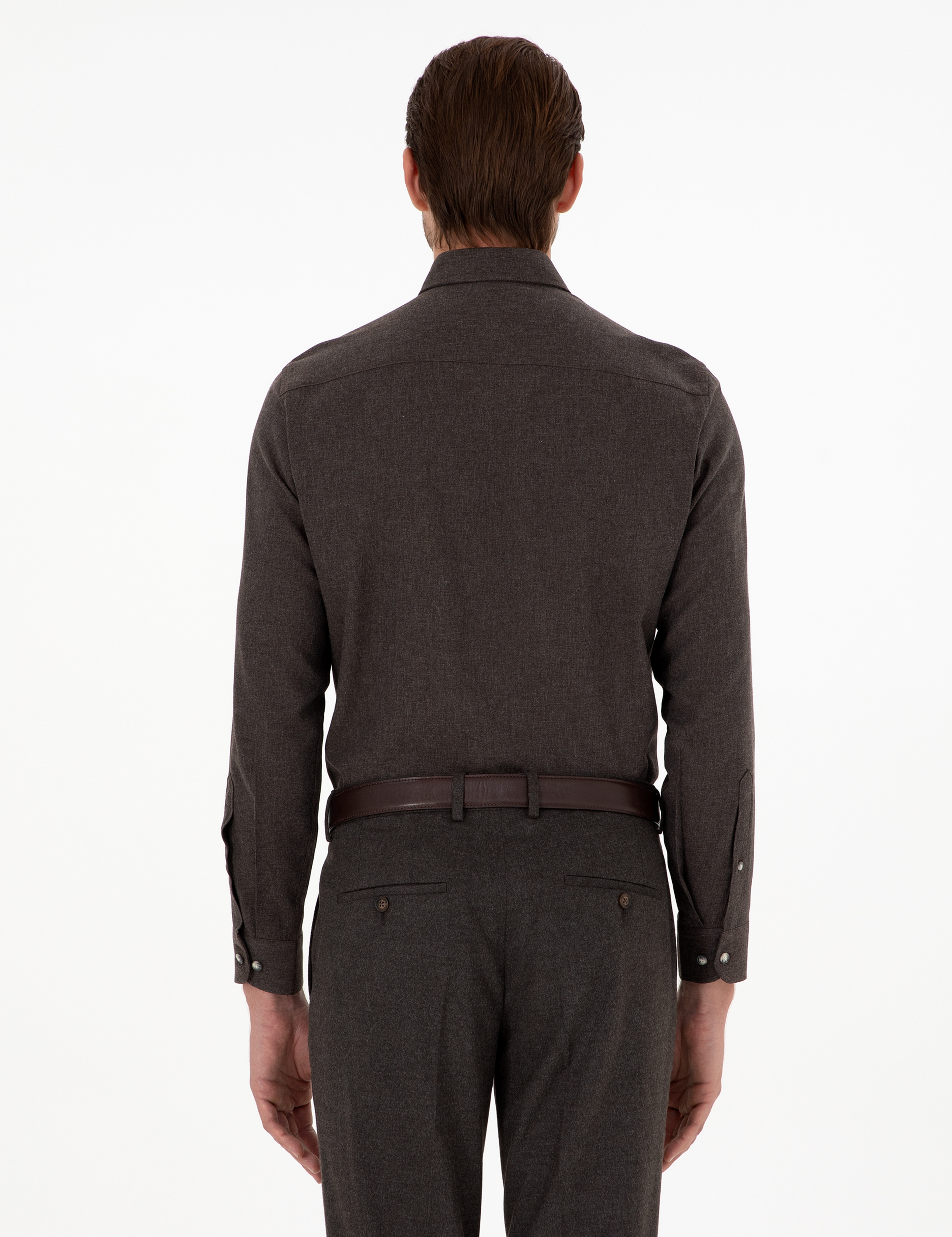 Kahverengi Slim Fit Kumaş Pantolon - Image 4
