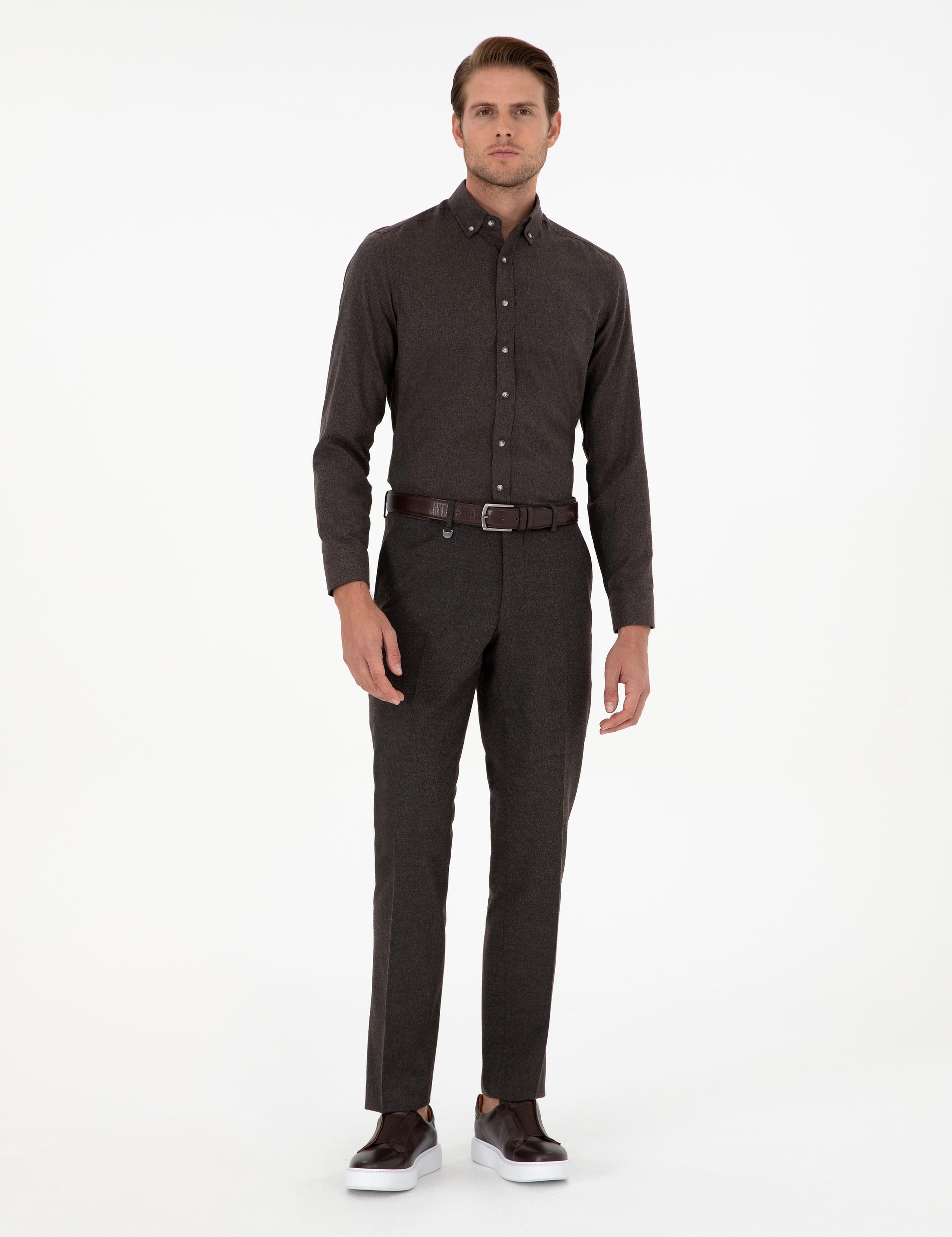 Kahverengi Slim Fit Kumaş Pantolon